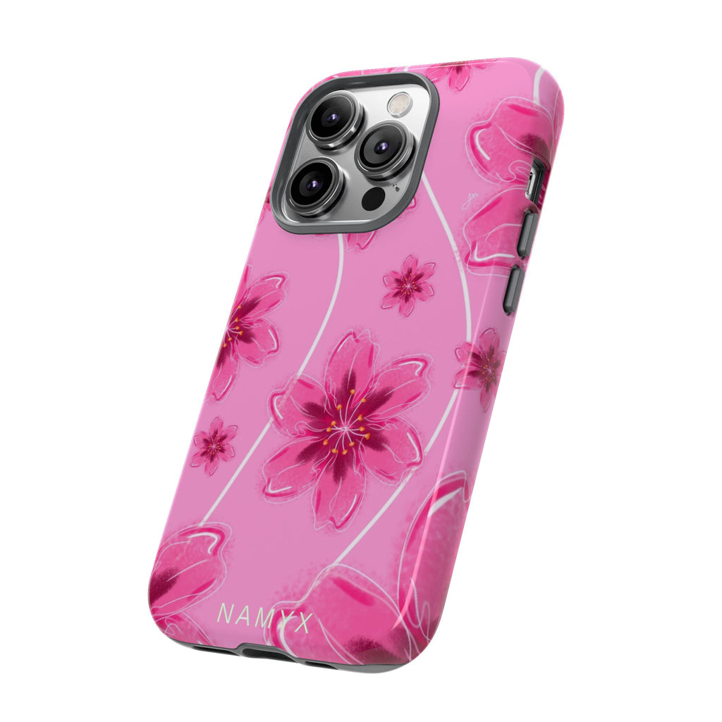 Pink Cherry Blossom Tough Phone Case — Floral Protective Cover
