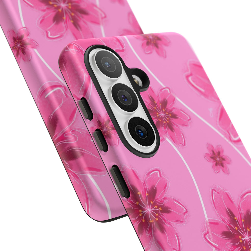 Pink Cherry Blossom Tough Phone Case — Floral Protective Cover