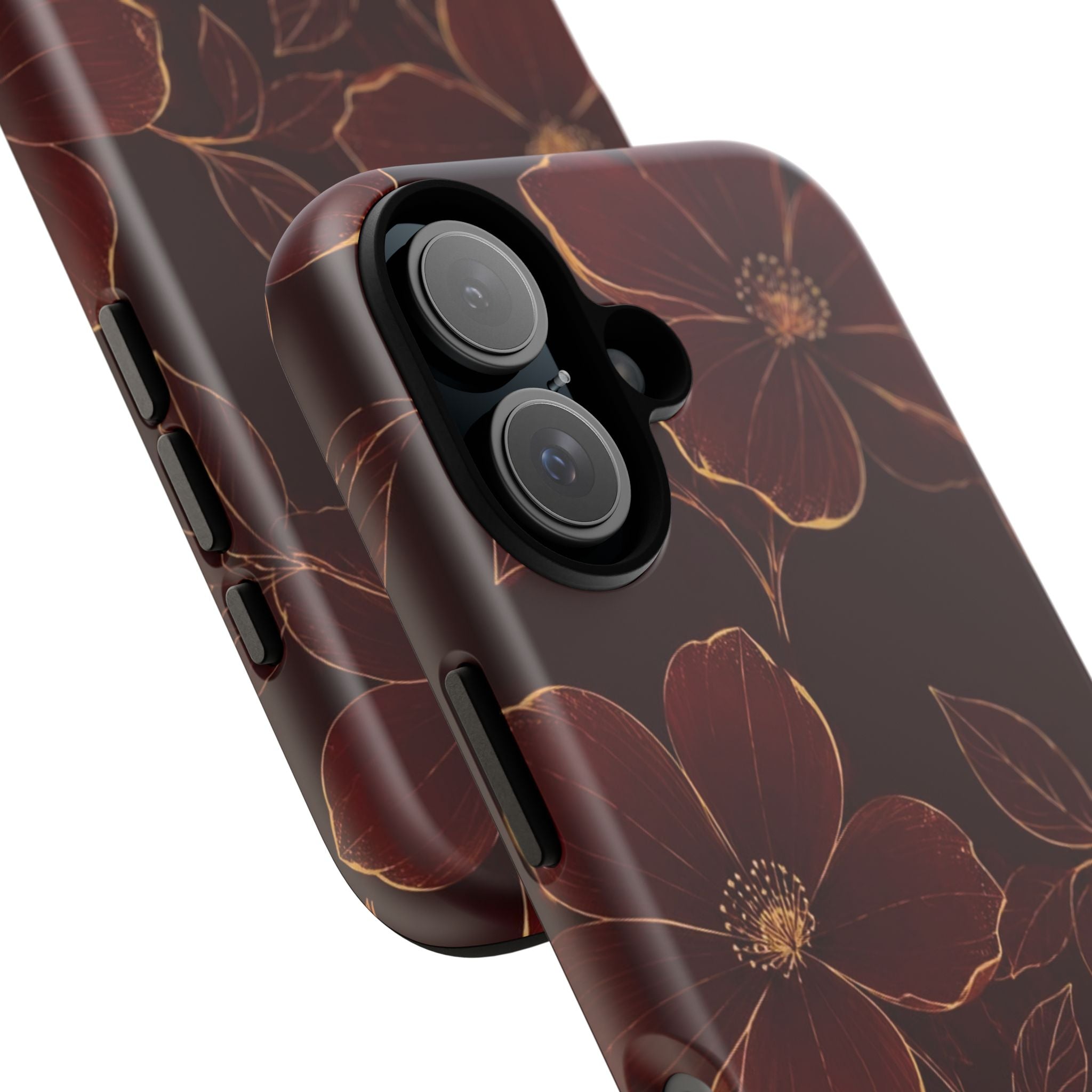 Floral Tough Case — Dark Red Botanical Phone Case