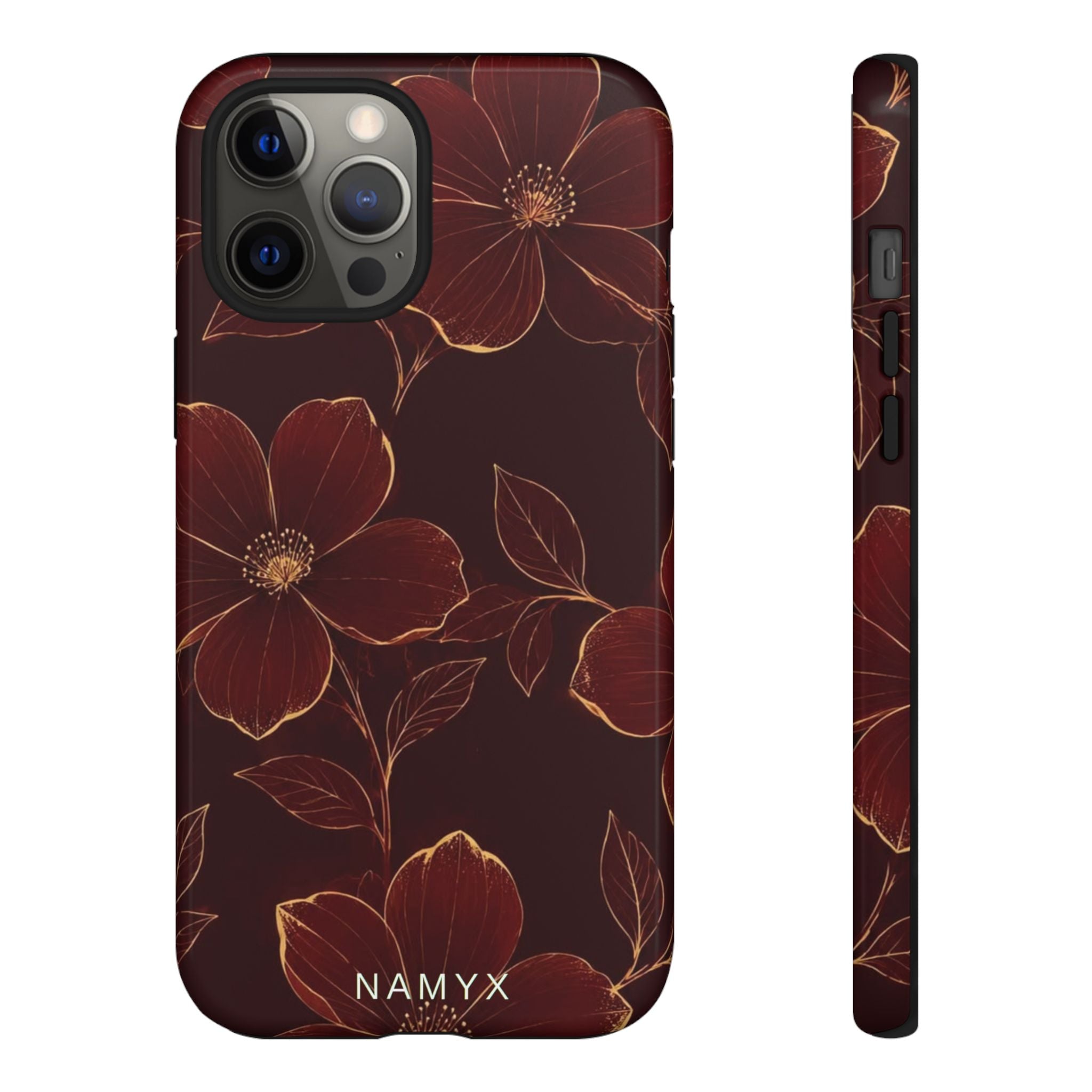 Floral Tough Case — Dark Red Botanical Phone Case