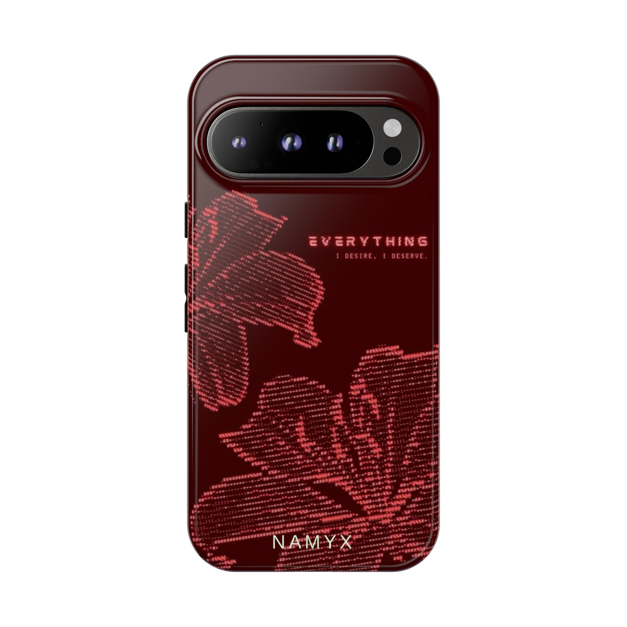 Floral Tough Phone Case — 'Everything' Burgundy Protective Cover