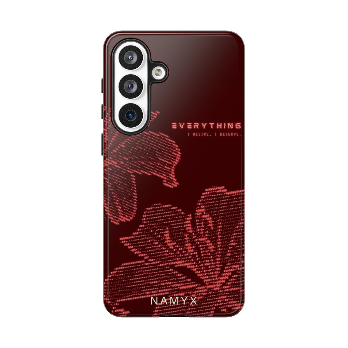 Floral Tough Phone Case — 'Everything' Burgundy Protective Cover