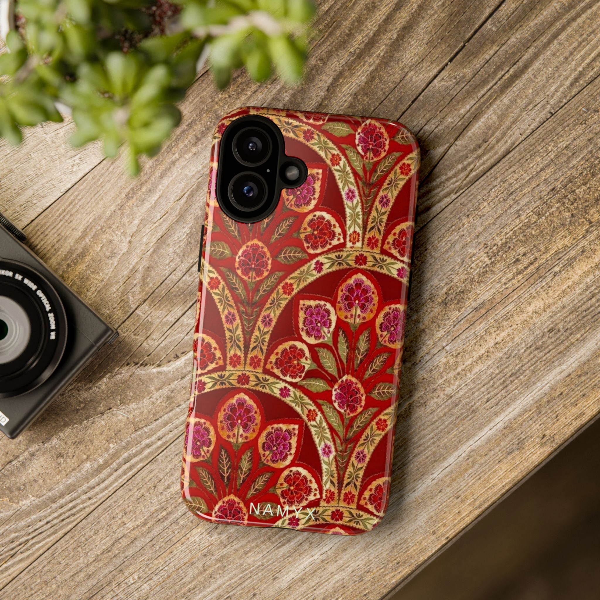 Floral Paisley Tough Phone Case — Red Gold Vintage Pattern