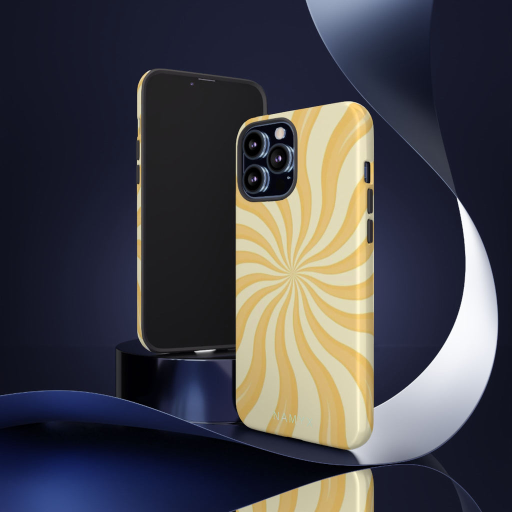 Phone Case — Retro Yellow Swirl Tough Protective Cover