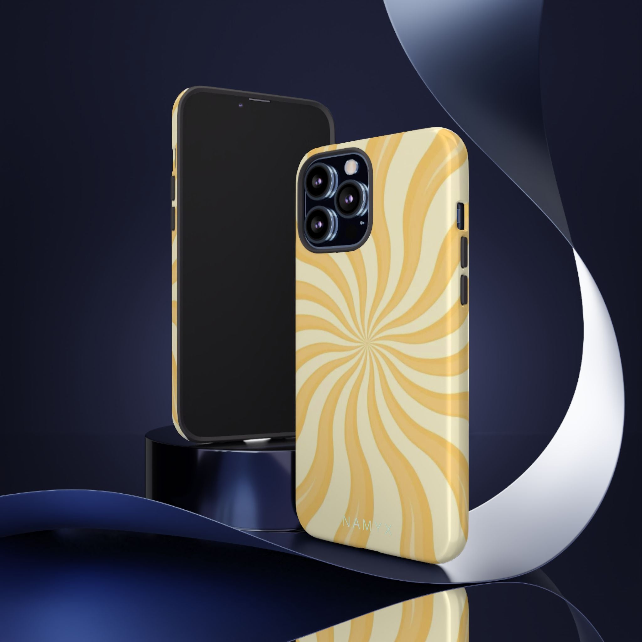 Phone Case — Retro Yellow Swirl Tough Protective Cover