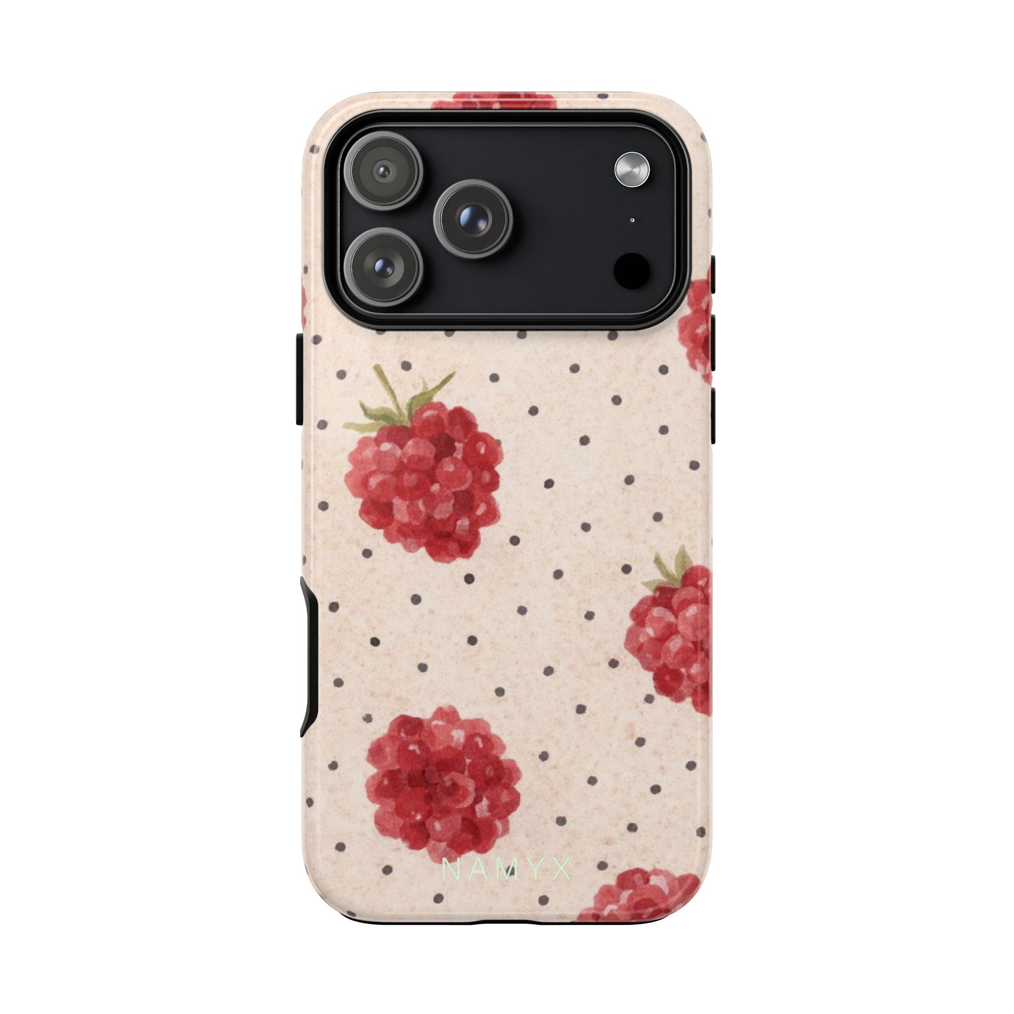 Raspberry Dotted Tough Phone Case — Vintage Floral Protective Cover