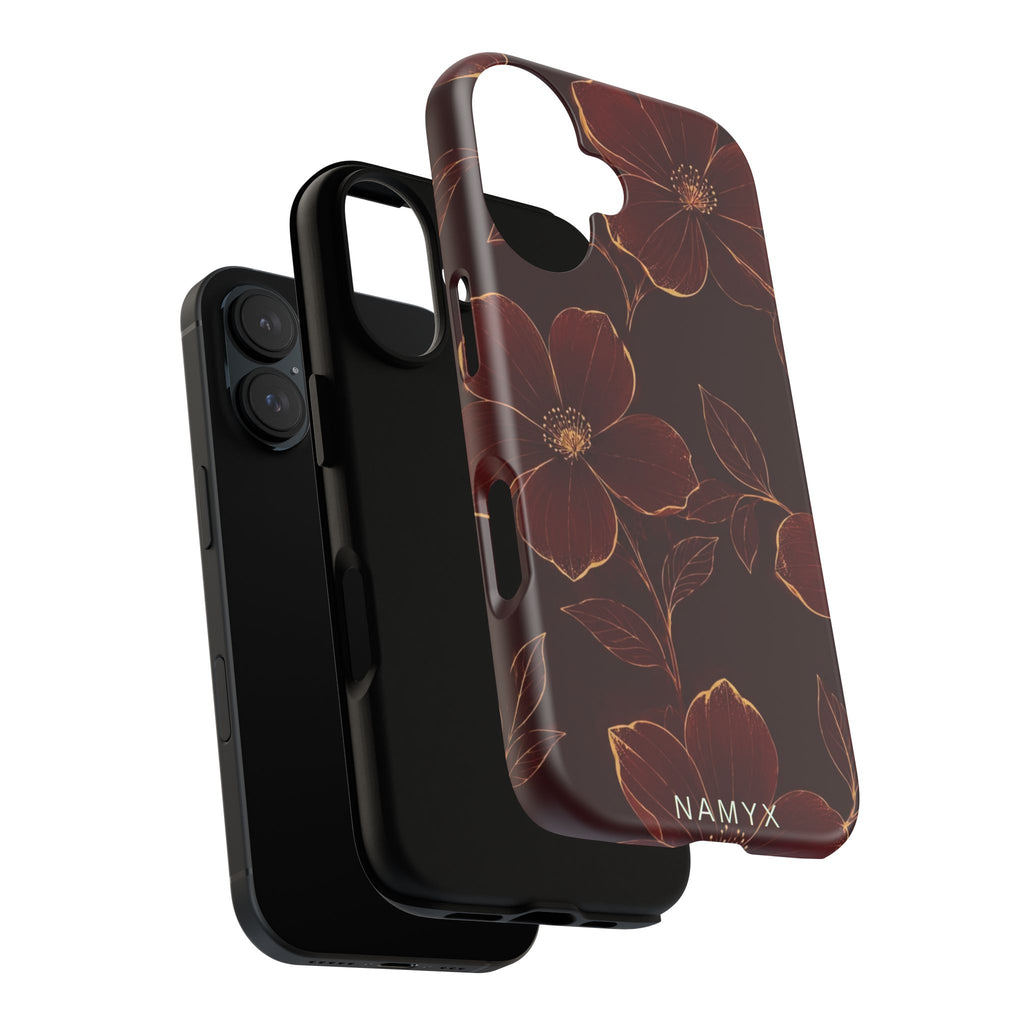 Floral Tough Case — Dark Red Botanical Phone Case