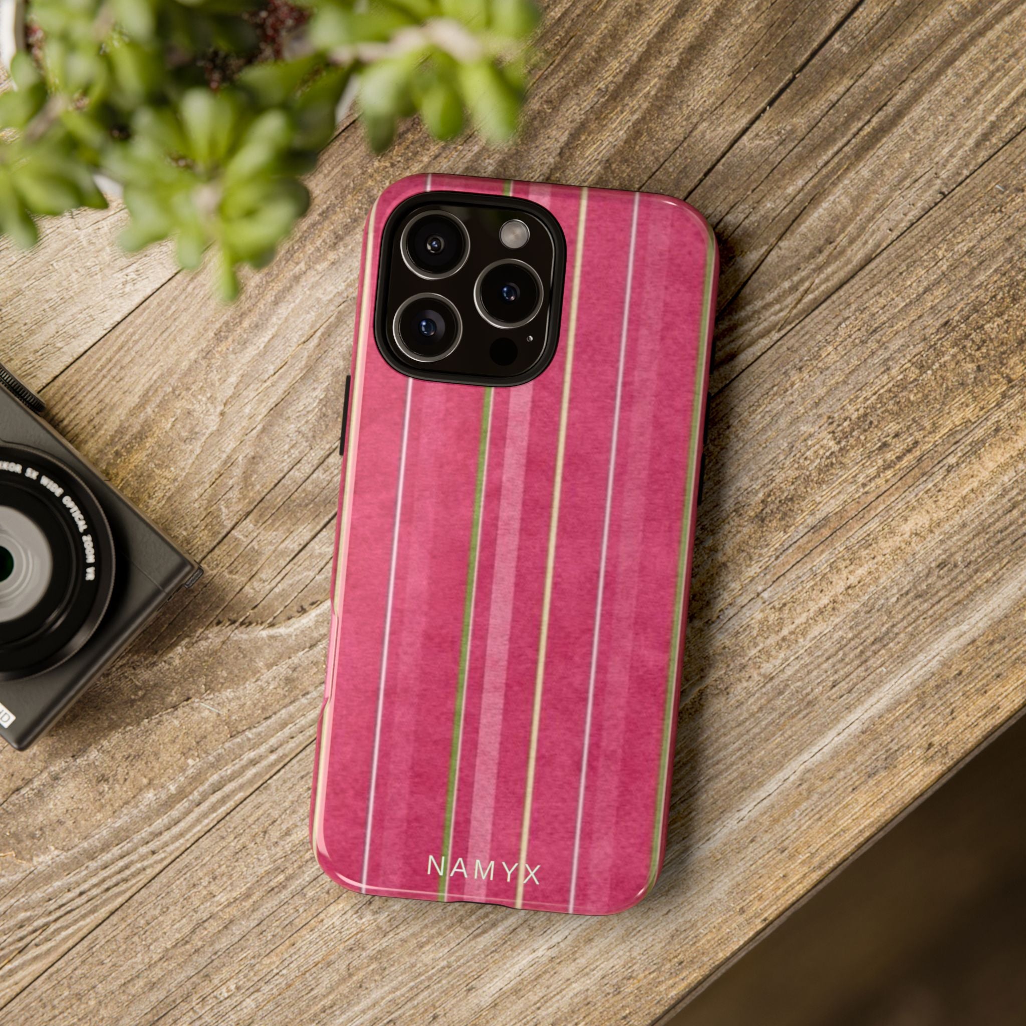 Pink Vertical Stripe Tough Phone Case — Durable Protective iPhone Cover with Subtle Vintage Stripes
