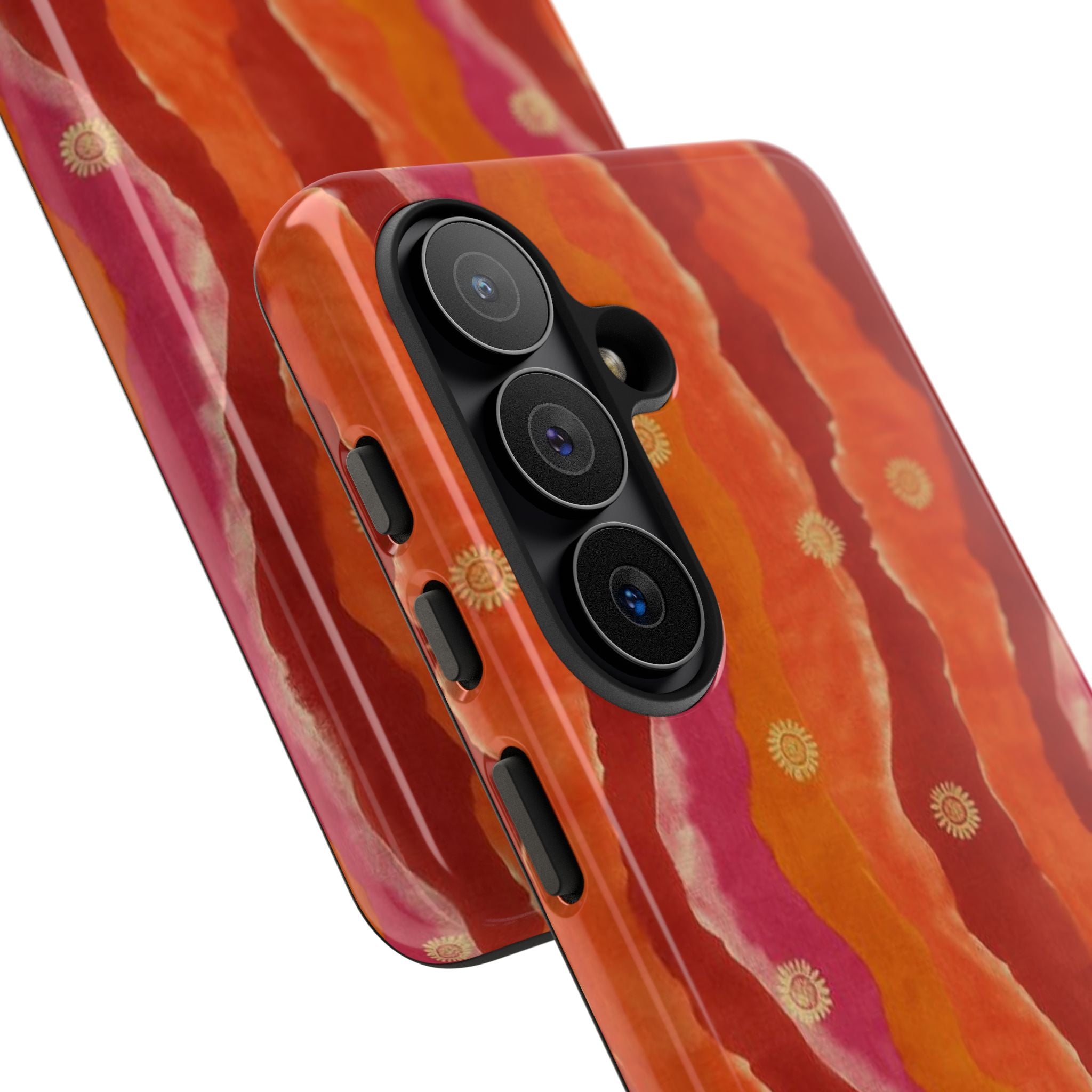 Abstract Red Waves Phone Case — Bold Orange & Pink Protective Tough Case