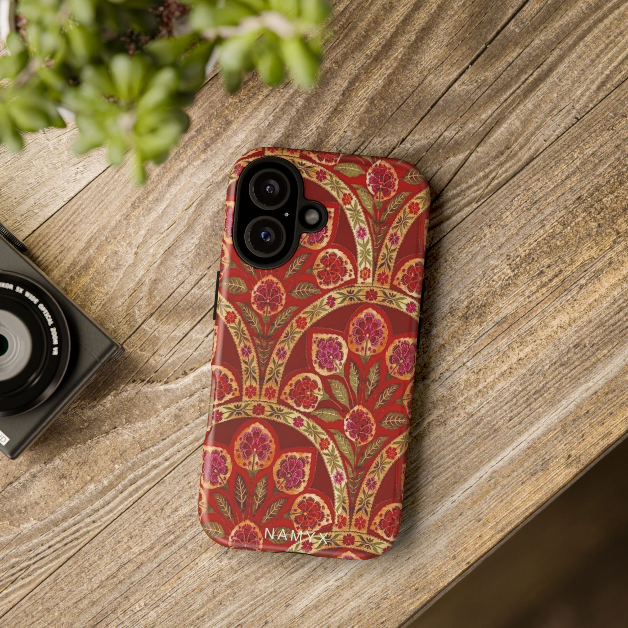 Floral Paisley Tough Phone Case — Red Gold Vintage Pattern