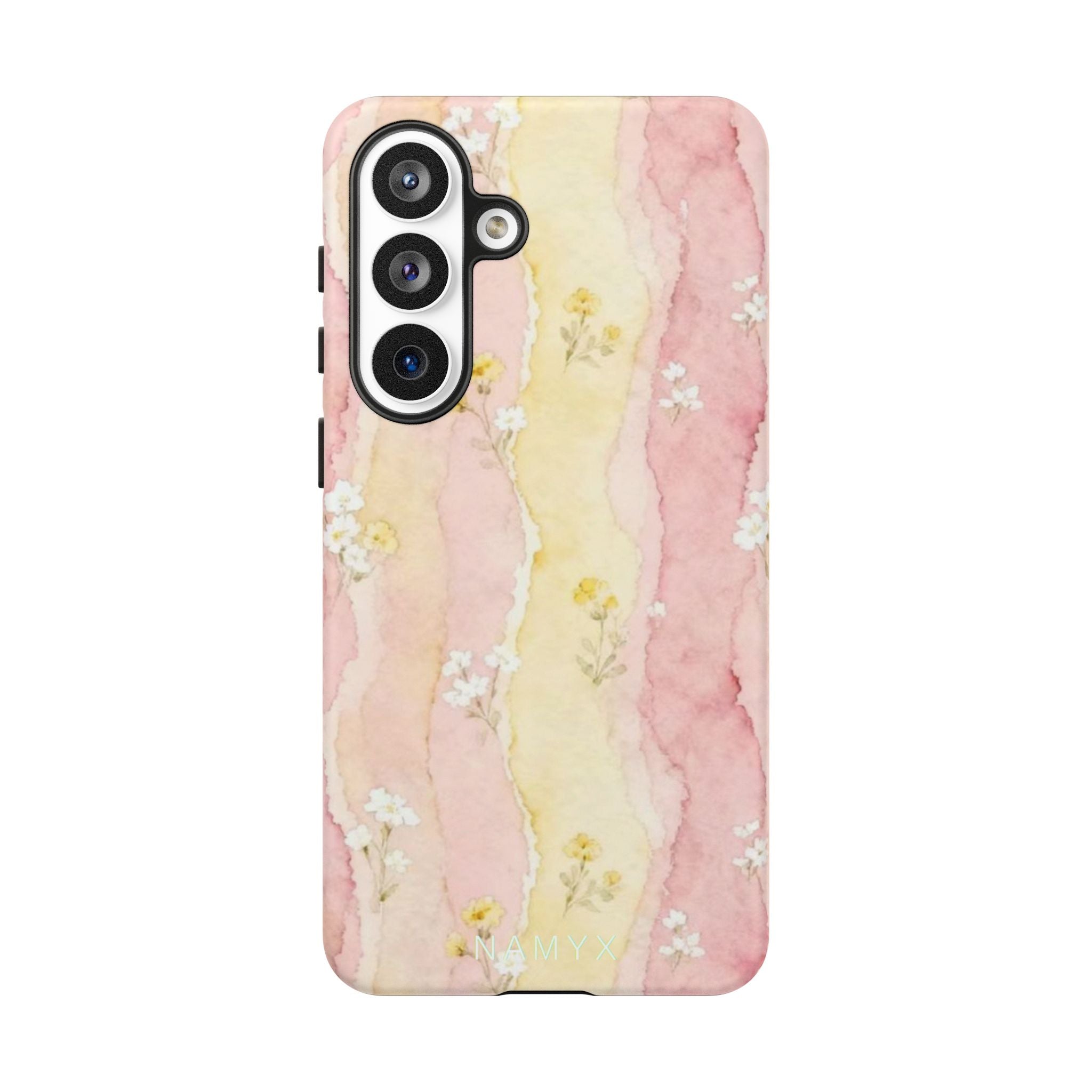 Floral Watercolor Tough Phone Case — Pink & Yellow Daisy Protective Cover