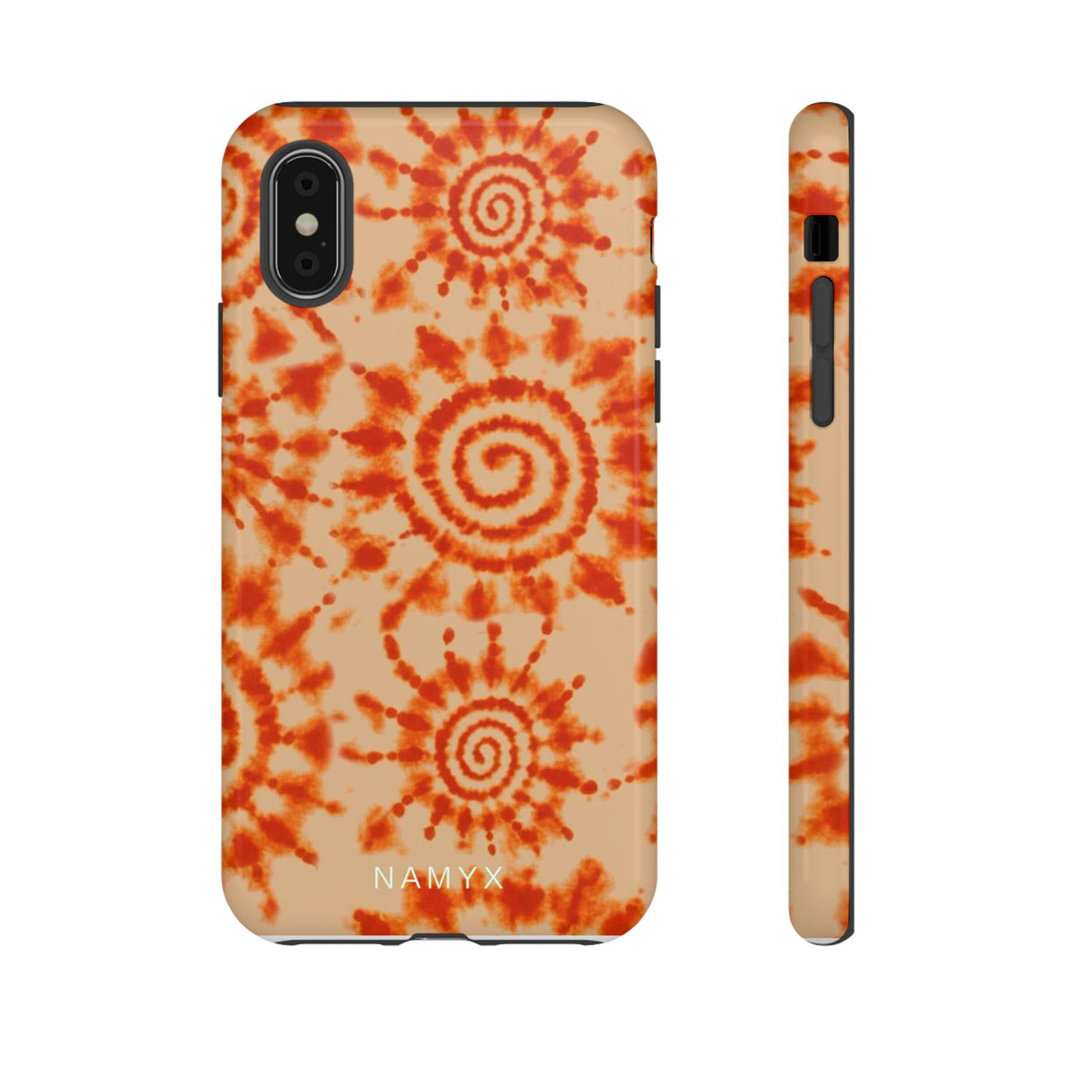 Tie-Dye Spiral Tough Phone Case — Orange Retro Protective Case