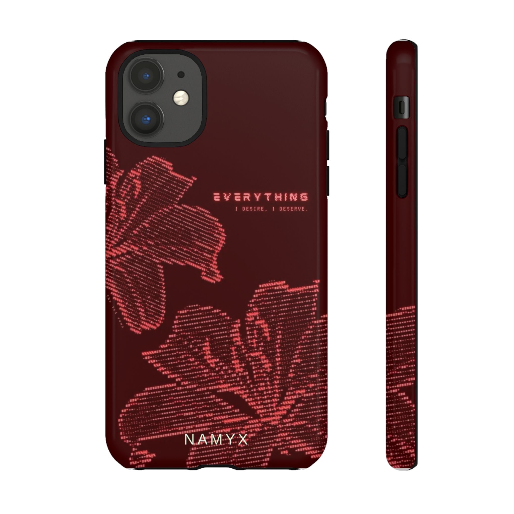 Floral Tough Phone Case — 'Everything' Burgundy Protective Cover