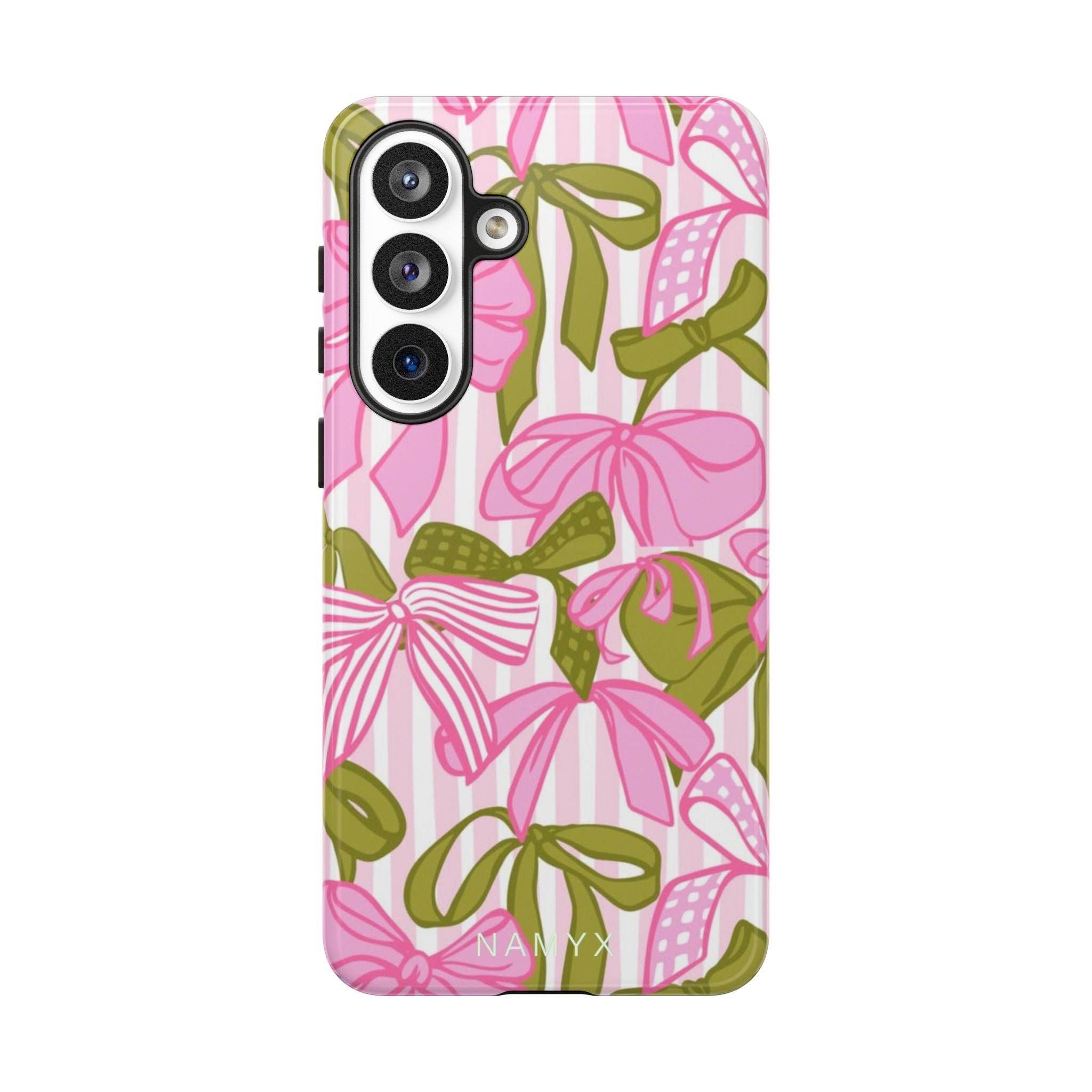 Bow Pattern Tough Case - Pink & Olive Floral Phone Cover