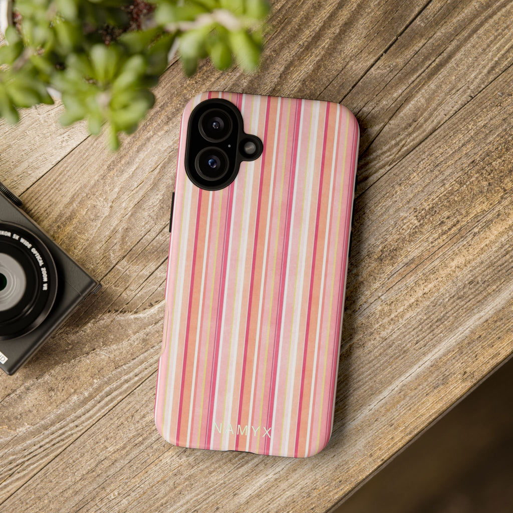 Pink Vintage Stripe Tough Phone Case