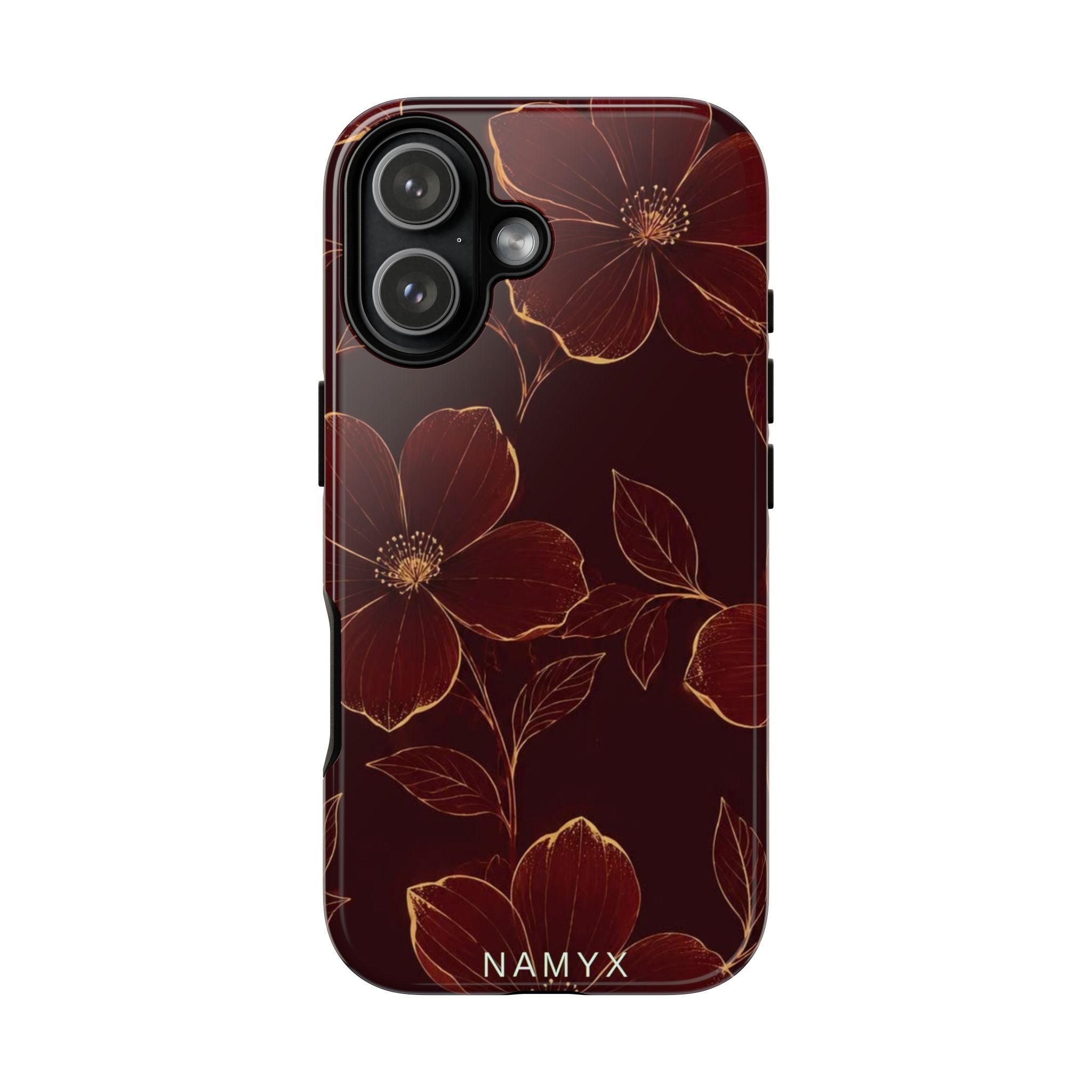 Floral Tough Case — Dark Red Botanical Phone Case