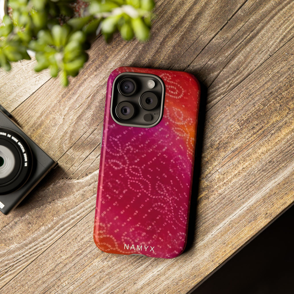 Floral Bandana Tough Case — Protective Phone Case with Pink Orange Paisley Design