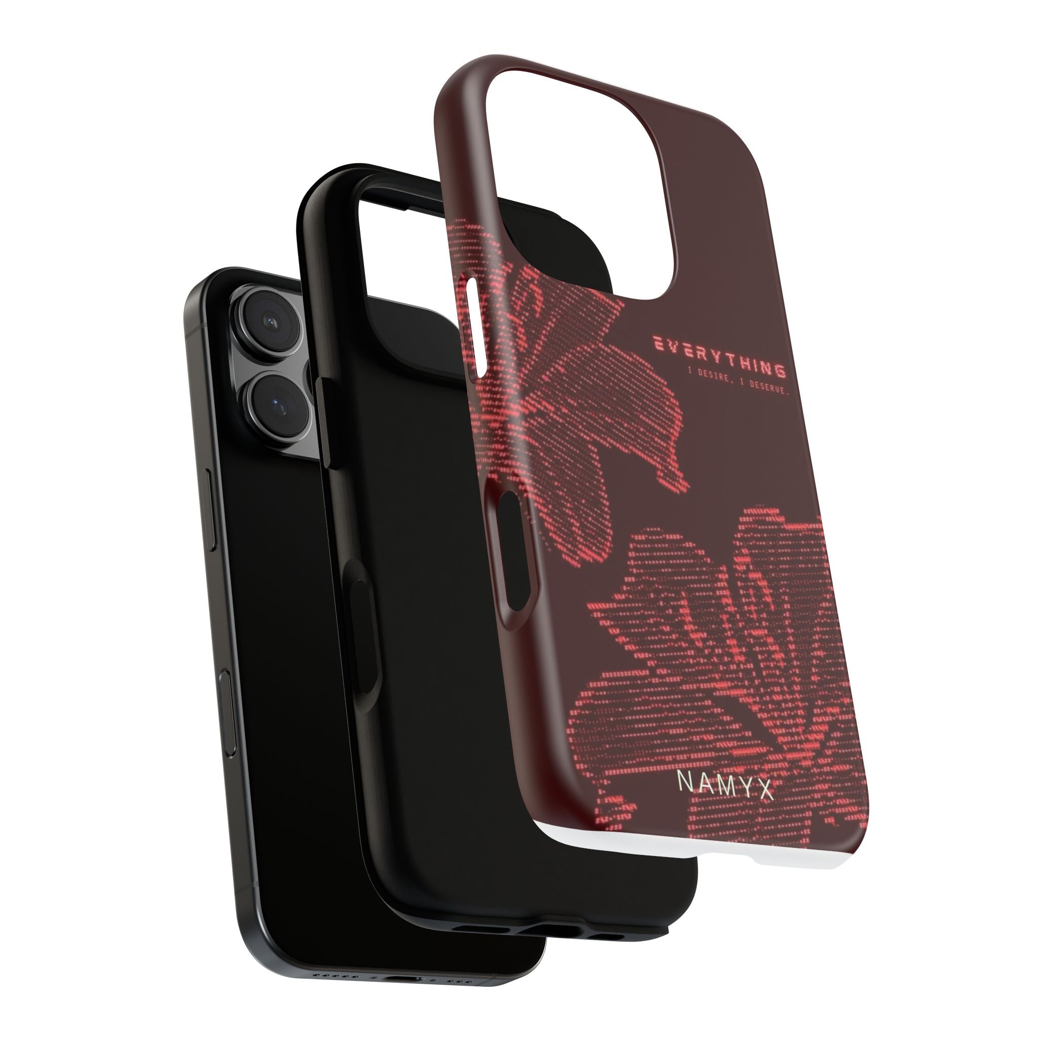 Floral Tough Phone Case — 'Everything' Burgundy Protective Cover