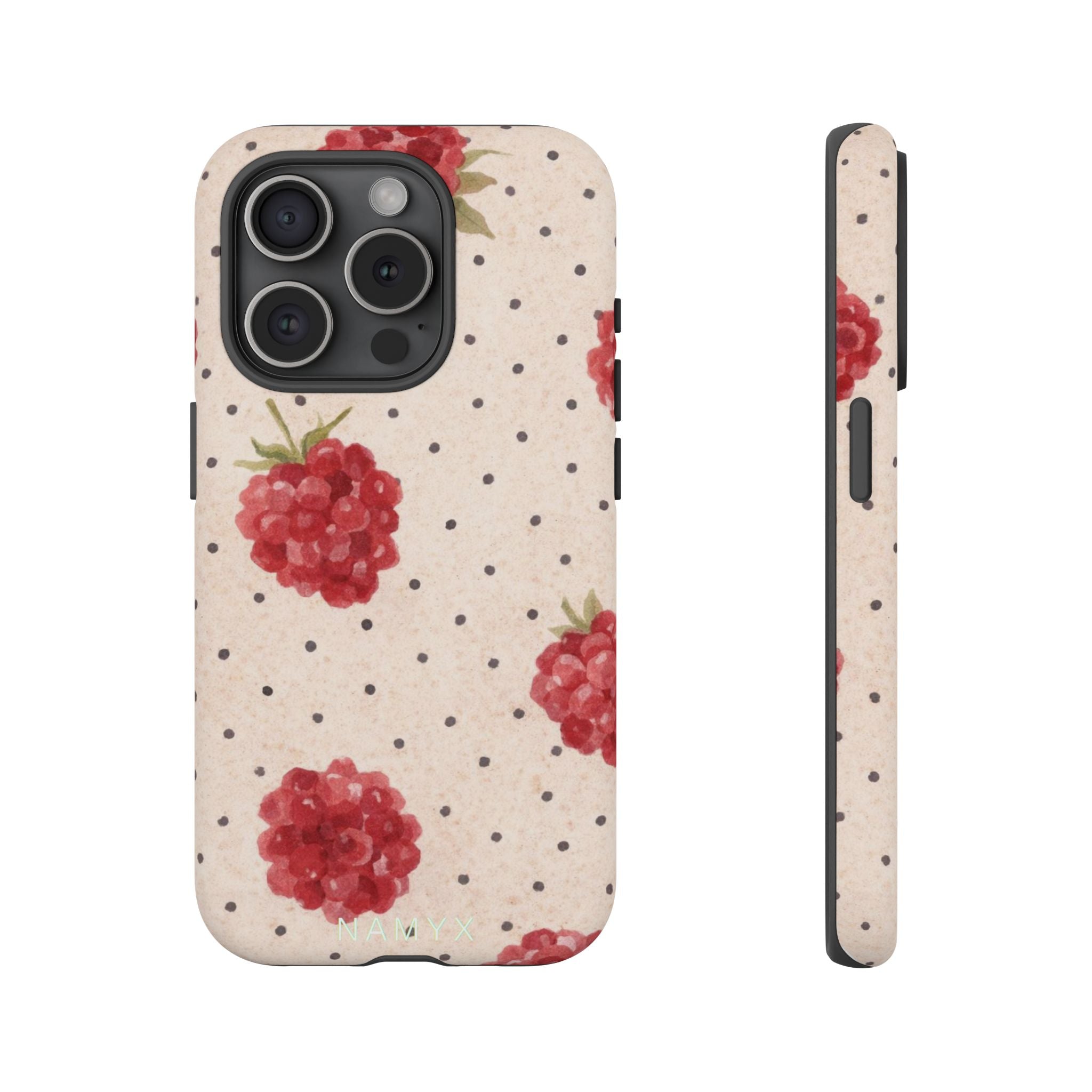 Raspberry Dotted Tough Phone Case — Vintage Floral Protective Cover