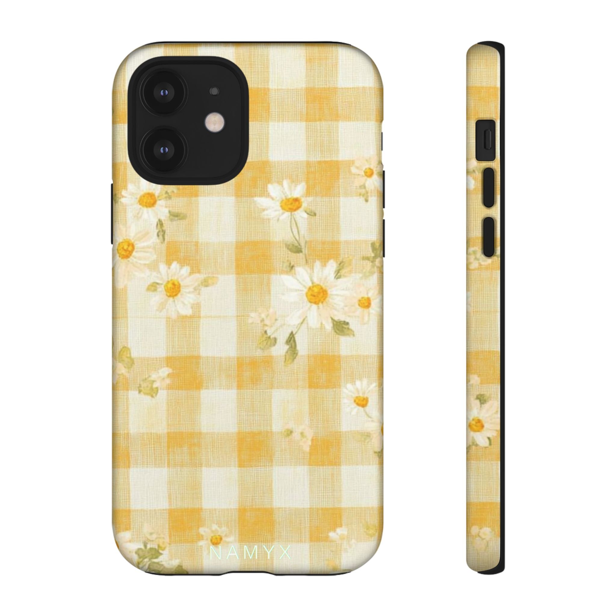 Daisy Gingham Tough Phone Case — Yellow Floral Protective Cover