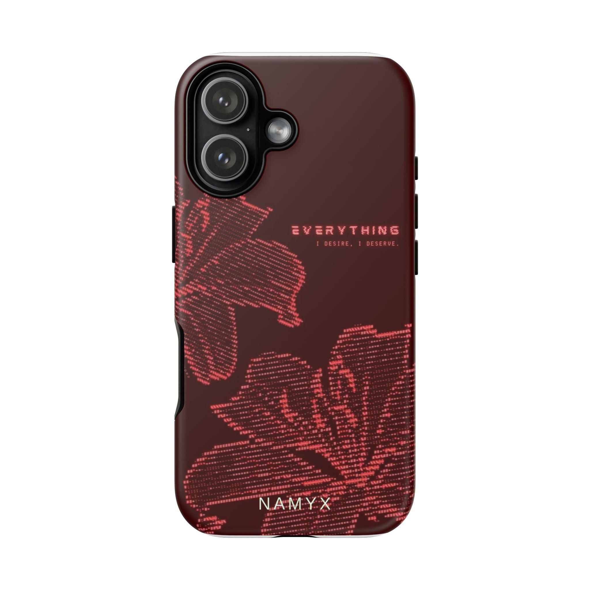 Floral Tough Phone Case — 'Everything' Burgundy Protective Cover