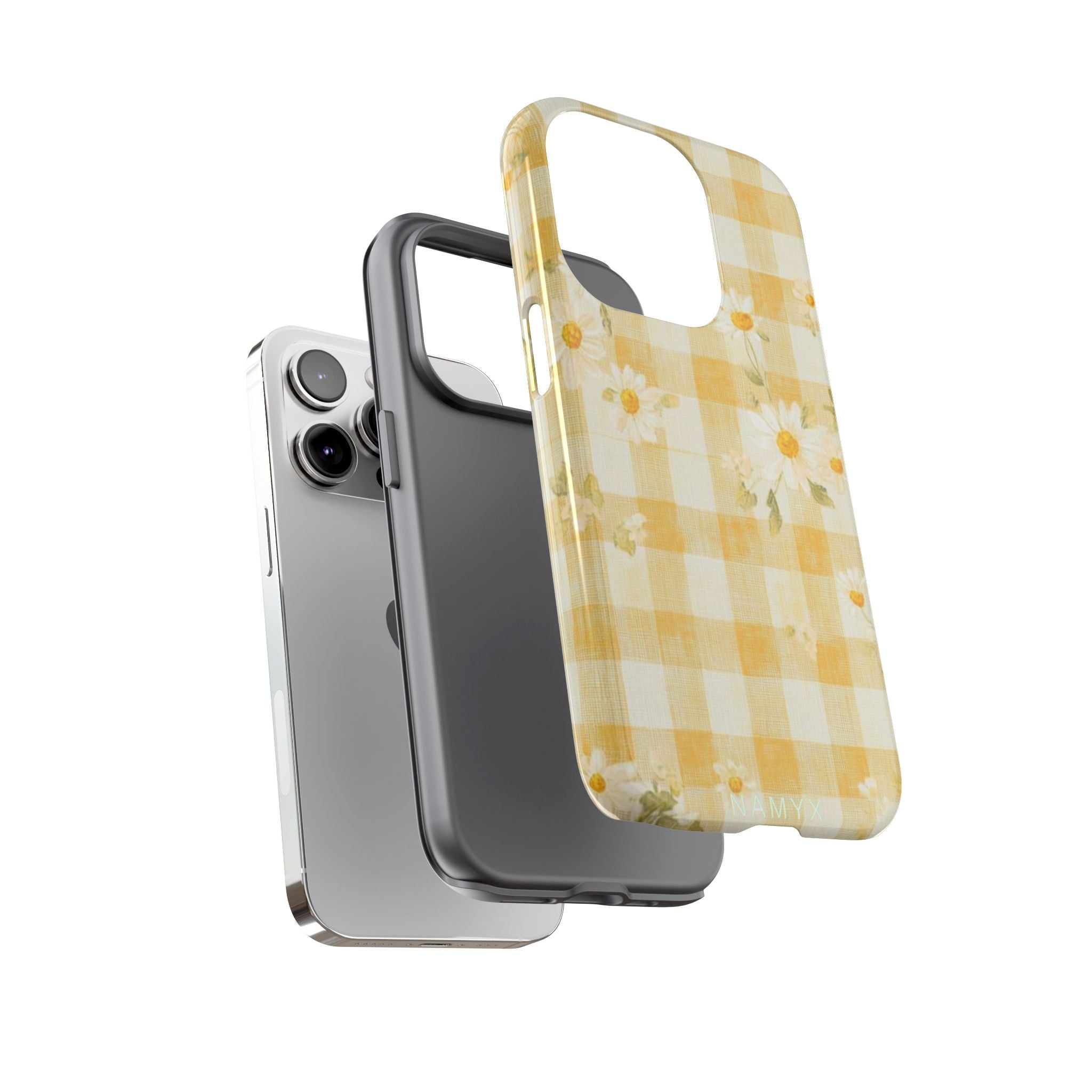 Daisy Gingham Tough Phone Case — Yellow Floral Protective Cover
