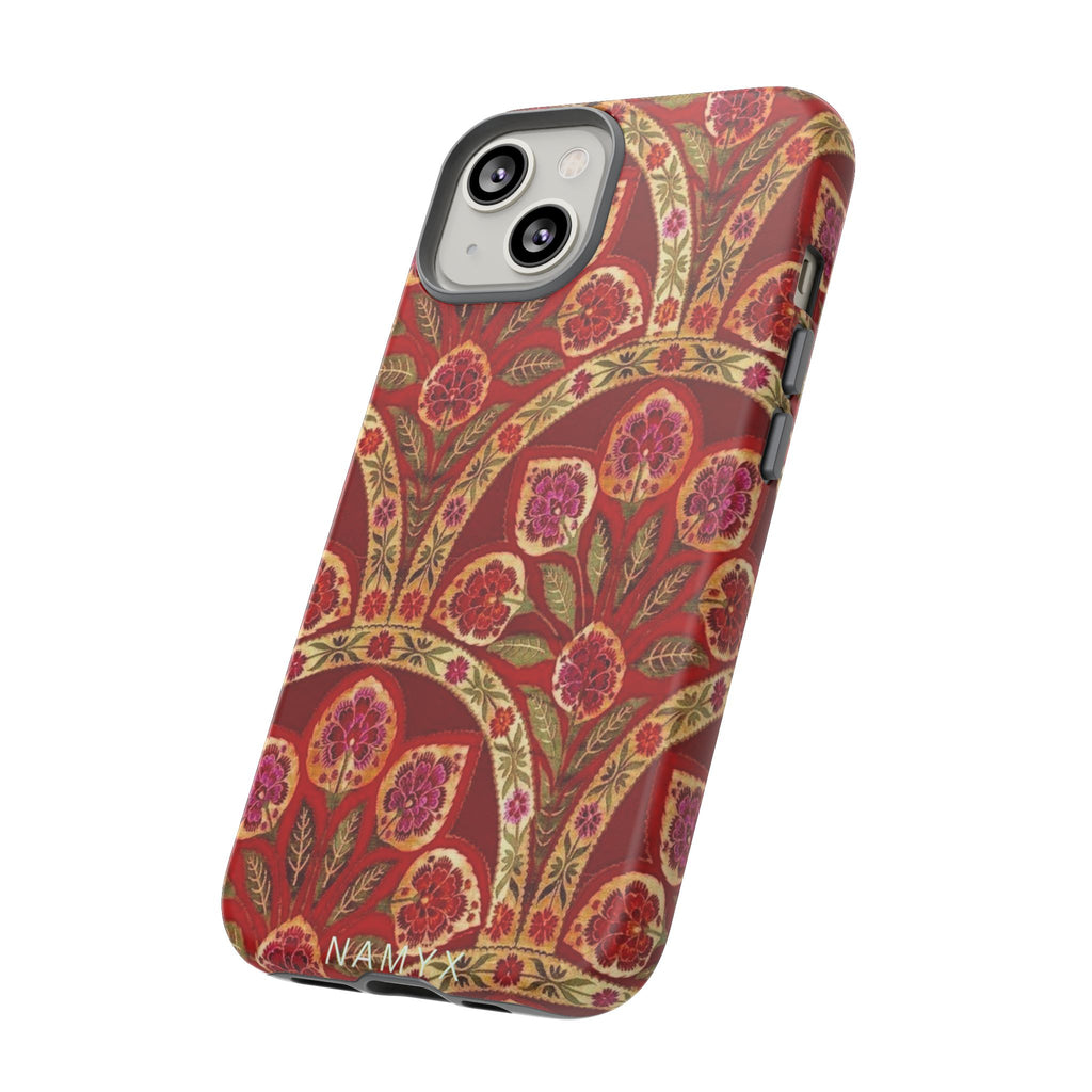 Floral Paisley Tough Phone Case — Red Gold Vintage Pattern