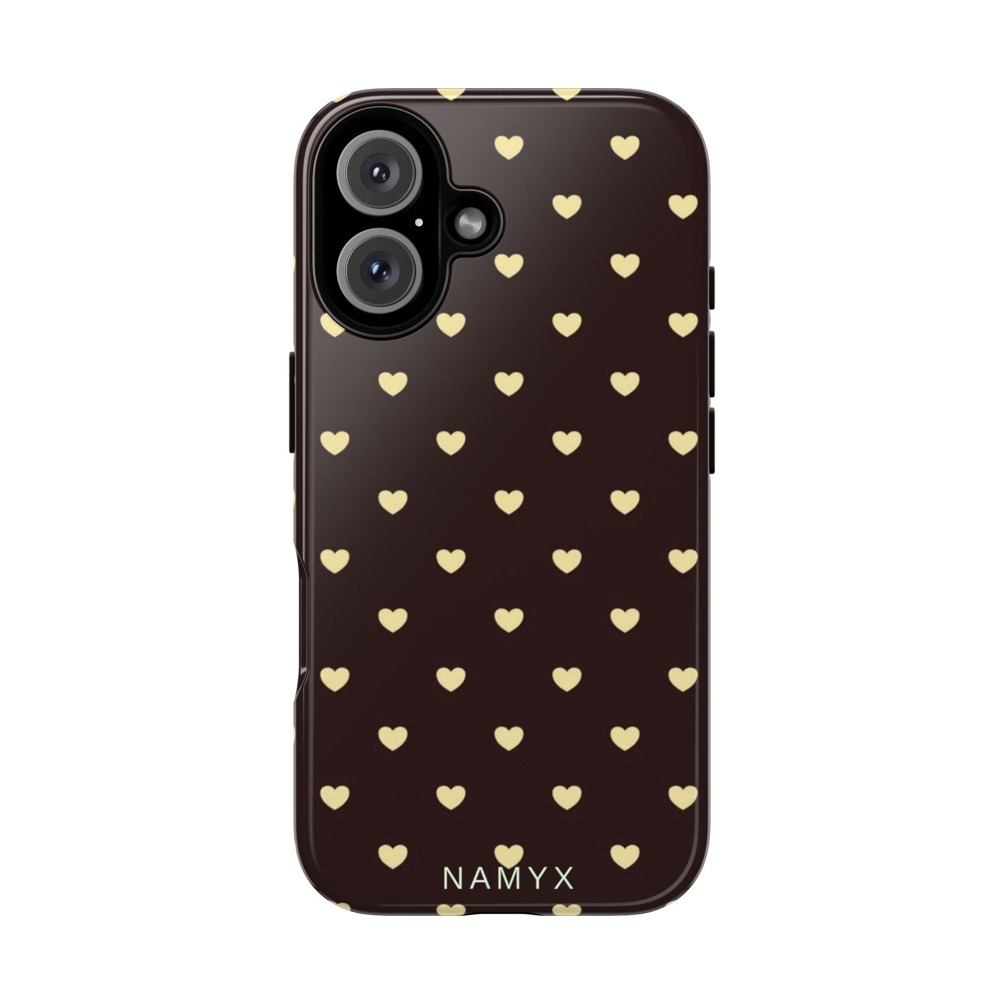 Tough Case — Brown Phone Case with Cream Heart Pattern