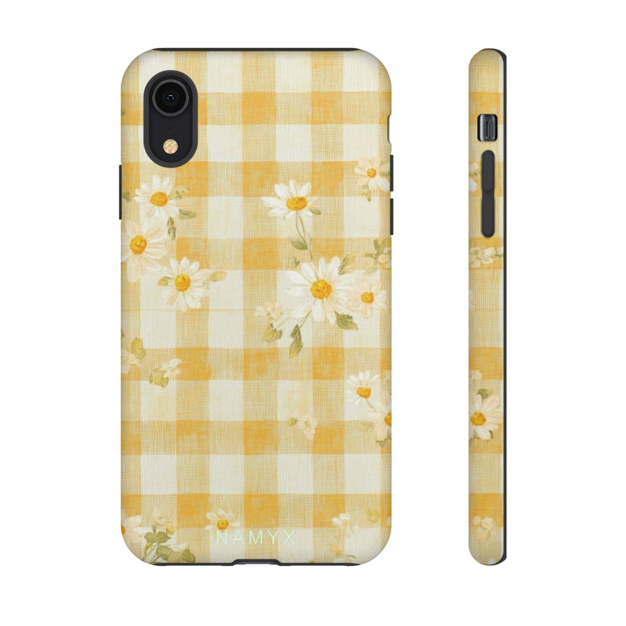 Daisy Gingham Tough Phone Case — Yellow Floral Protective Cover