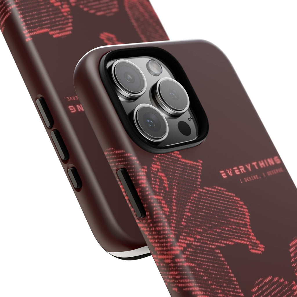 Floral Tough Phone Case — 'Everything' Burgundy Protective Cover
