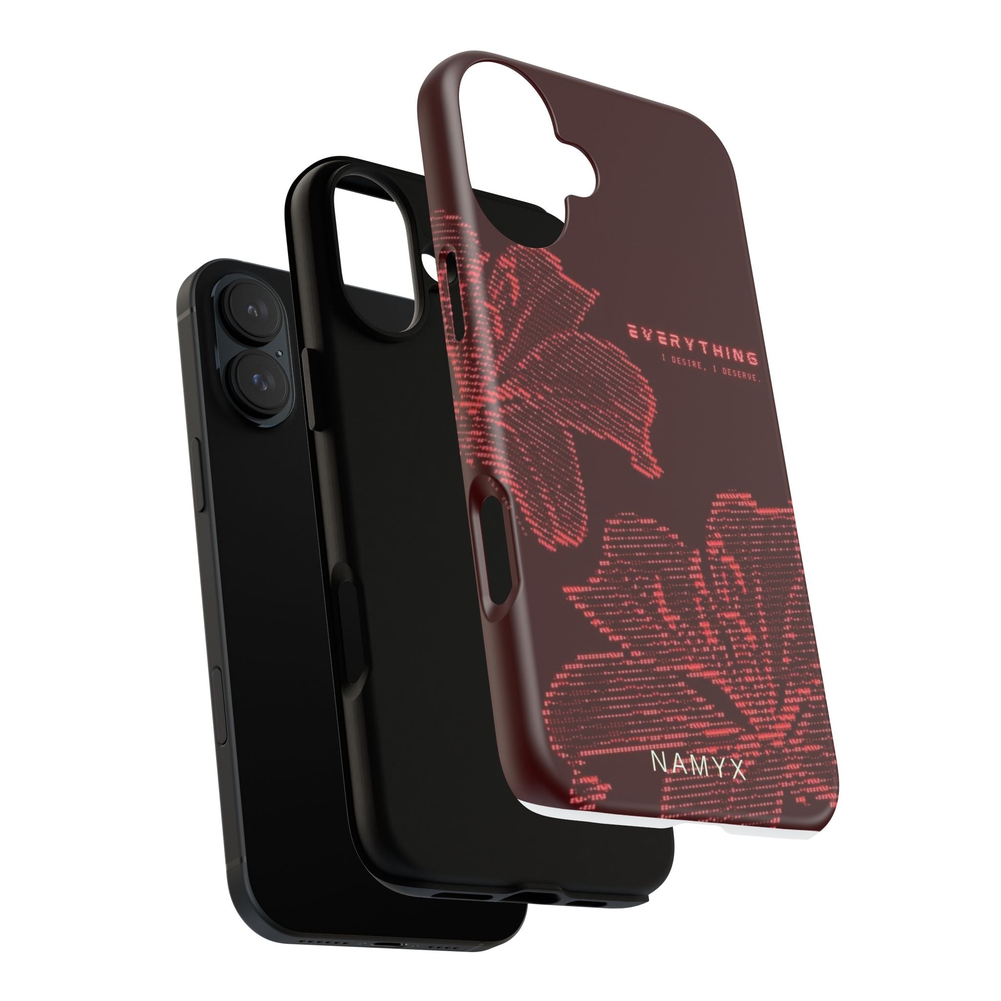 Floral Tough Phone Case — 'Everything' Burgundy Protective Cover