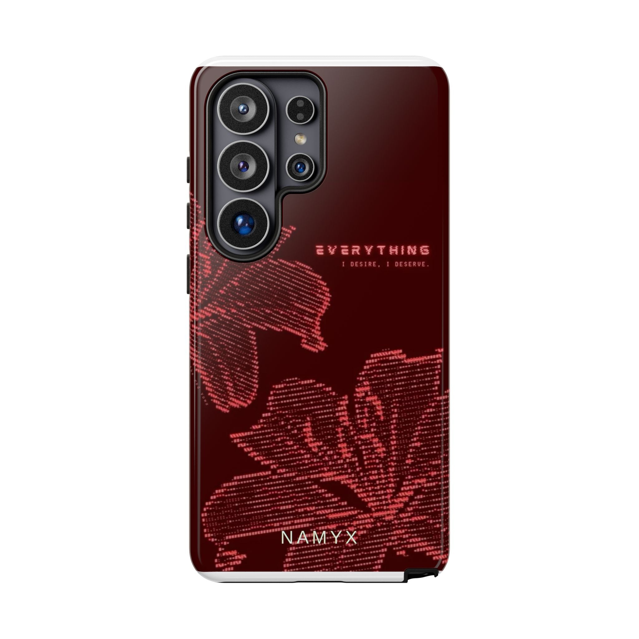 Floral Tough Phone Case — 'Everything' Burgundy Protective Cover