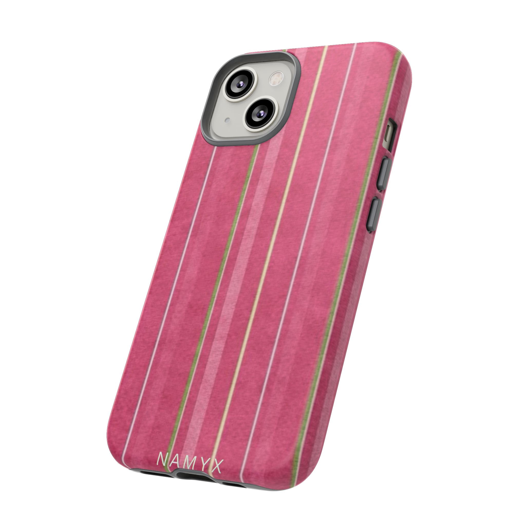 Pink Vertical Stripe Tough Phone Case — Durable Protective iPhone Cover with Subtle Vintage Stripes