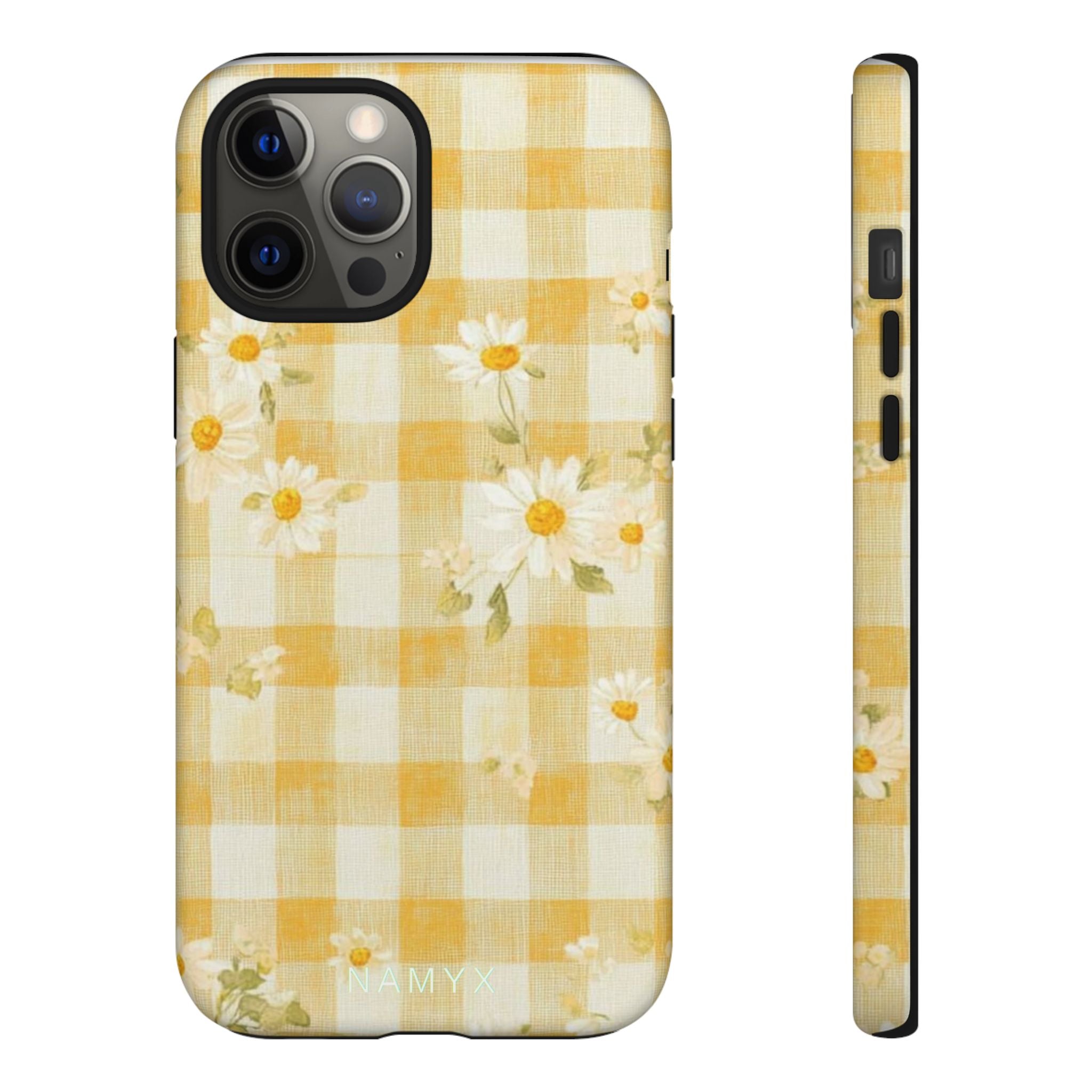 Daisy Gingham Tough Phone Case — Yellow Floral Protective Cover