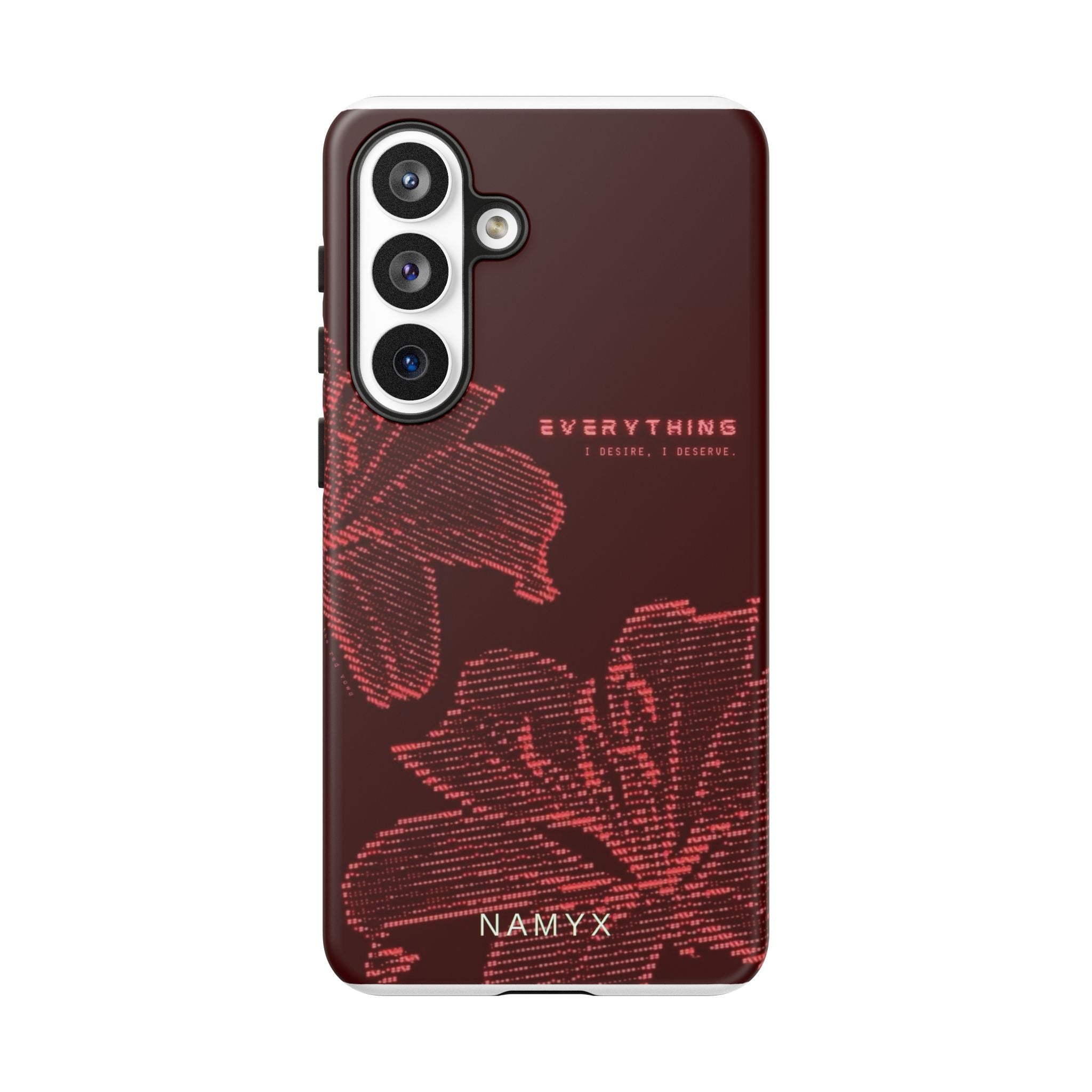 Floral Tough Phone Case — 'Everything' Burgundy Protective Cover