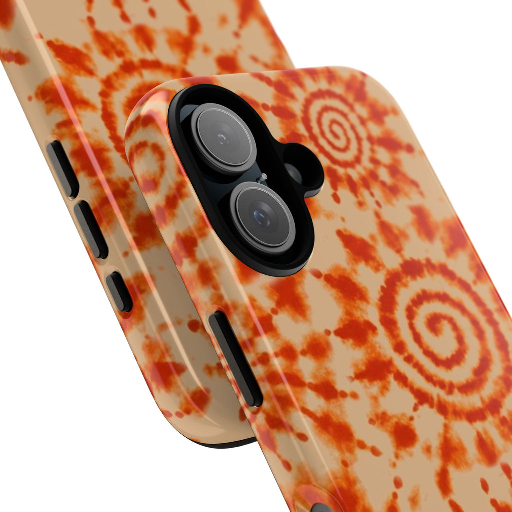 Tie-Dye Spiral Tough Phone Case — Orange Retro Protective Case