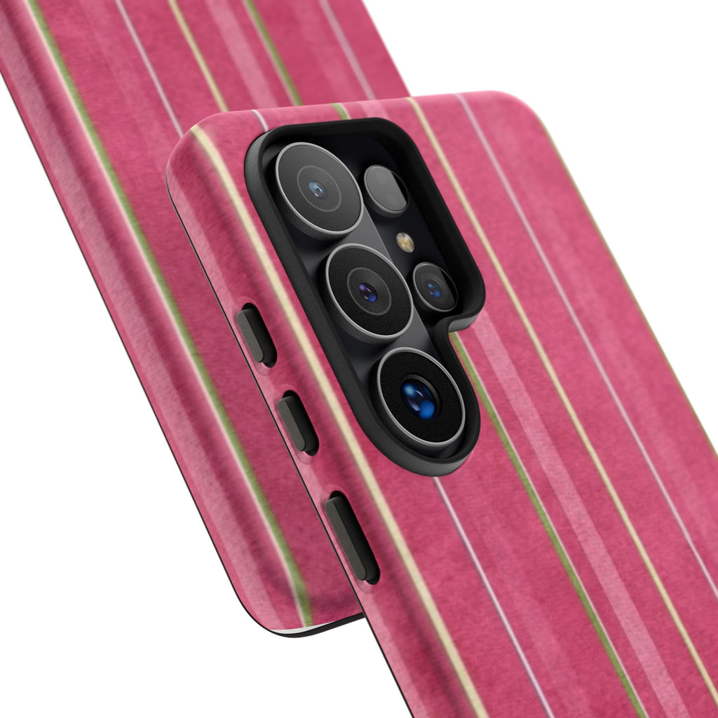 Pink Vertical Stripe Tough Phone Case — Durable Protective iPhone Cover with Subtle Vintage Stripes