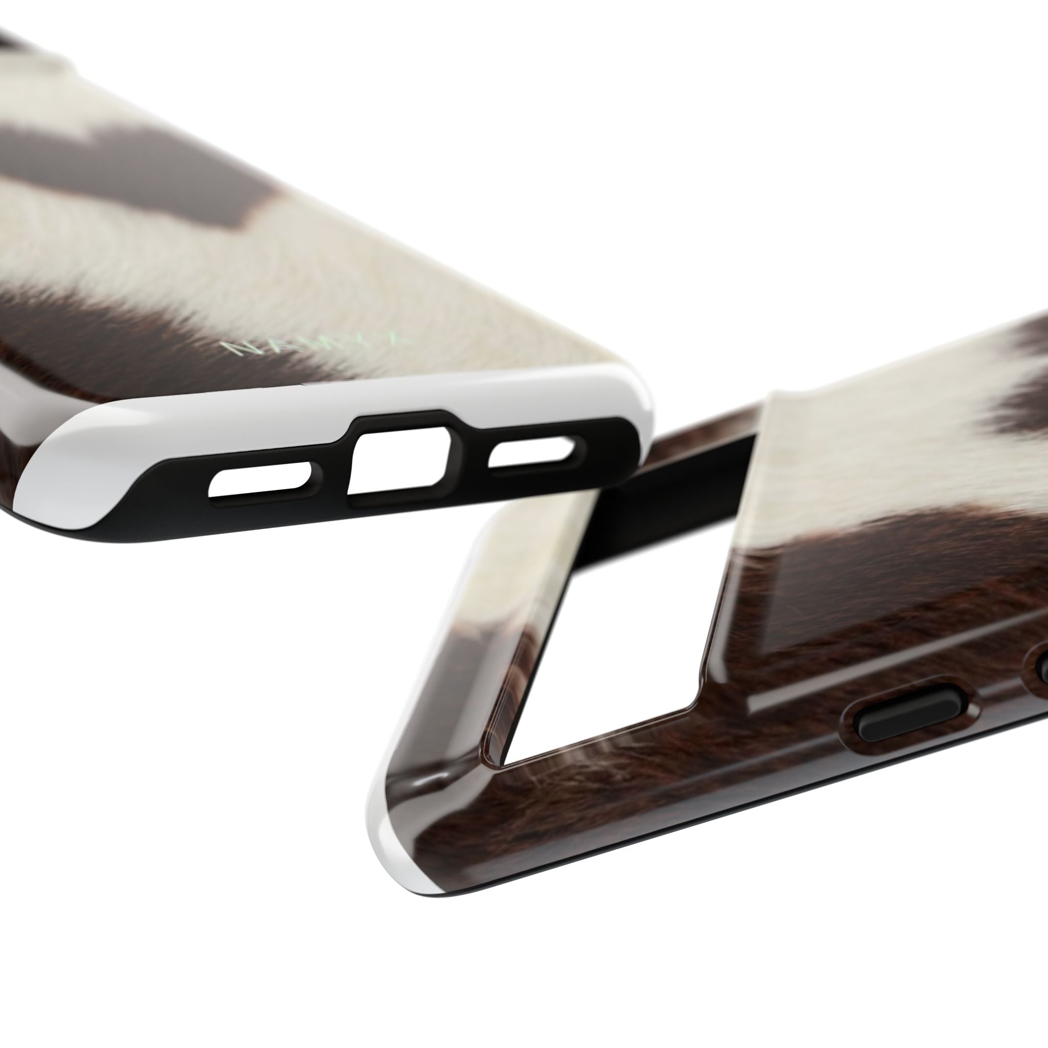 Cowhide Heart Phone Case — Cute Cow Print Protective iPhone Cover