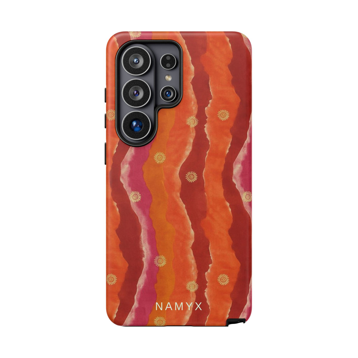 Abstract Red Waves Phone Case — Bold Orange & Pink Protective Tough Case