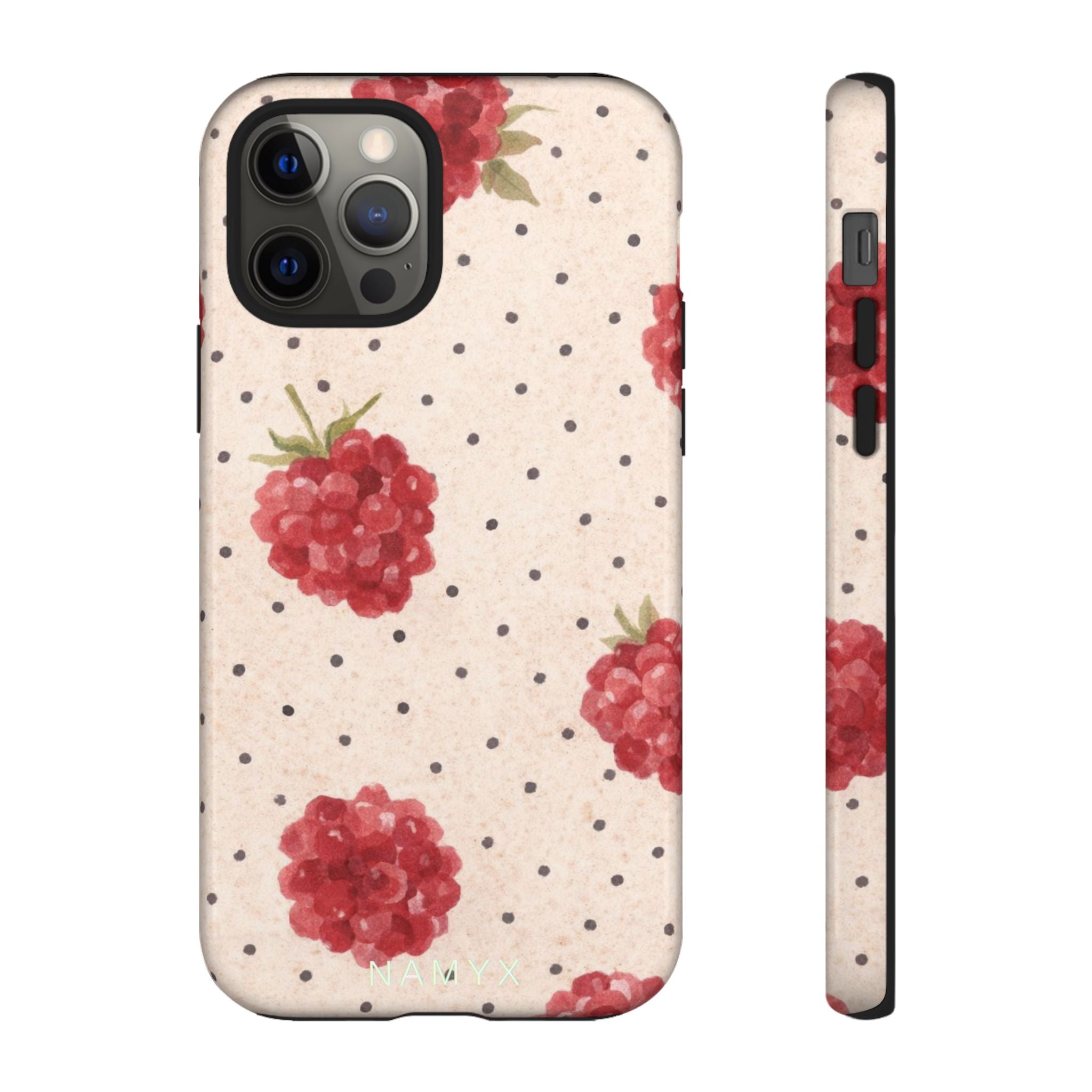 Raspberry Dotted Tough Phone Case — Vintage Floral Protective Cover