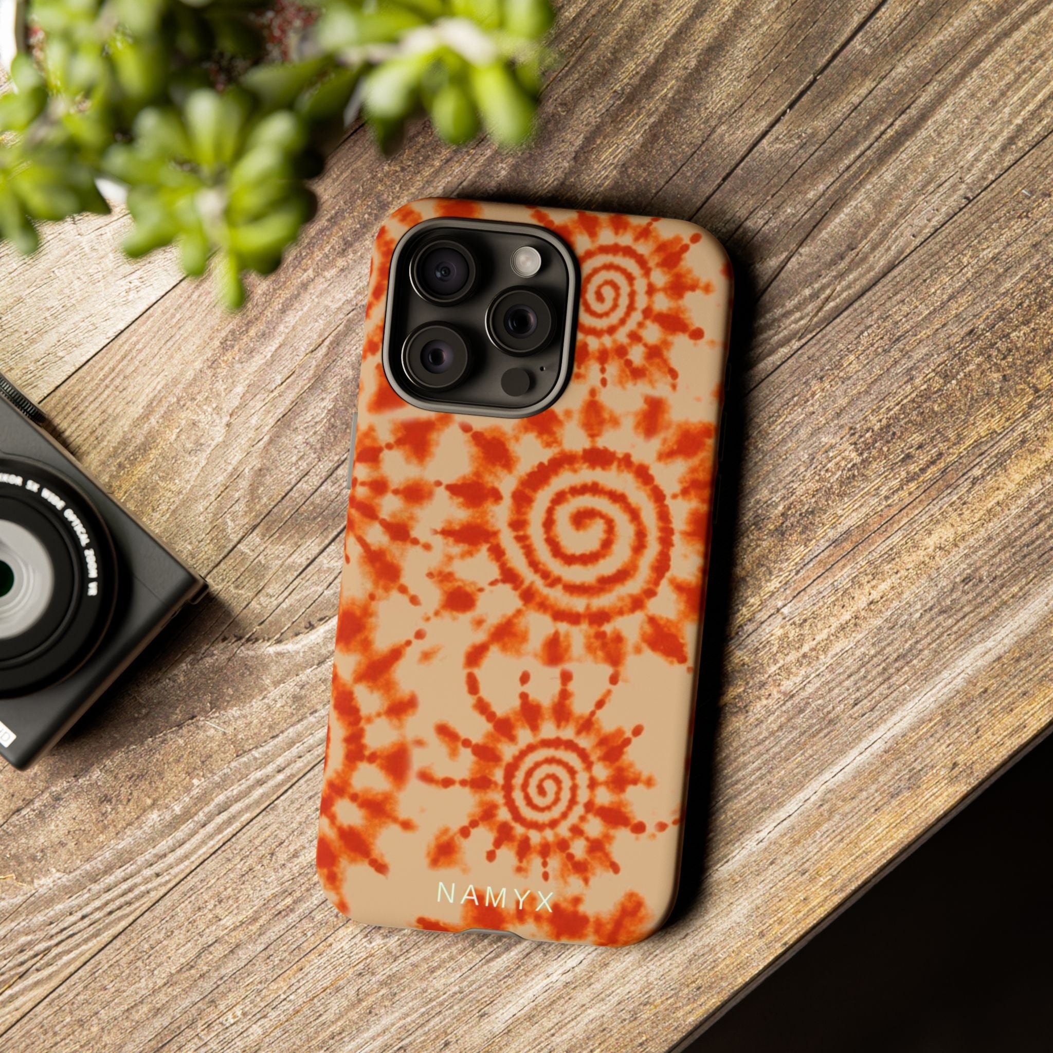 Tie-Dye Spiral Tough Phone Case — Orange Retro Protective Case