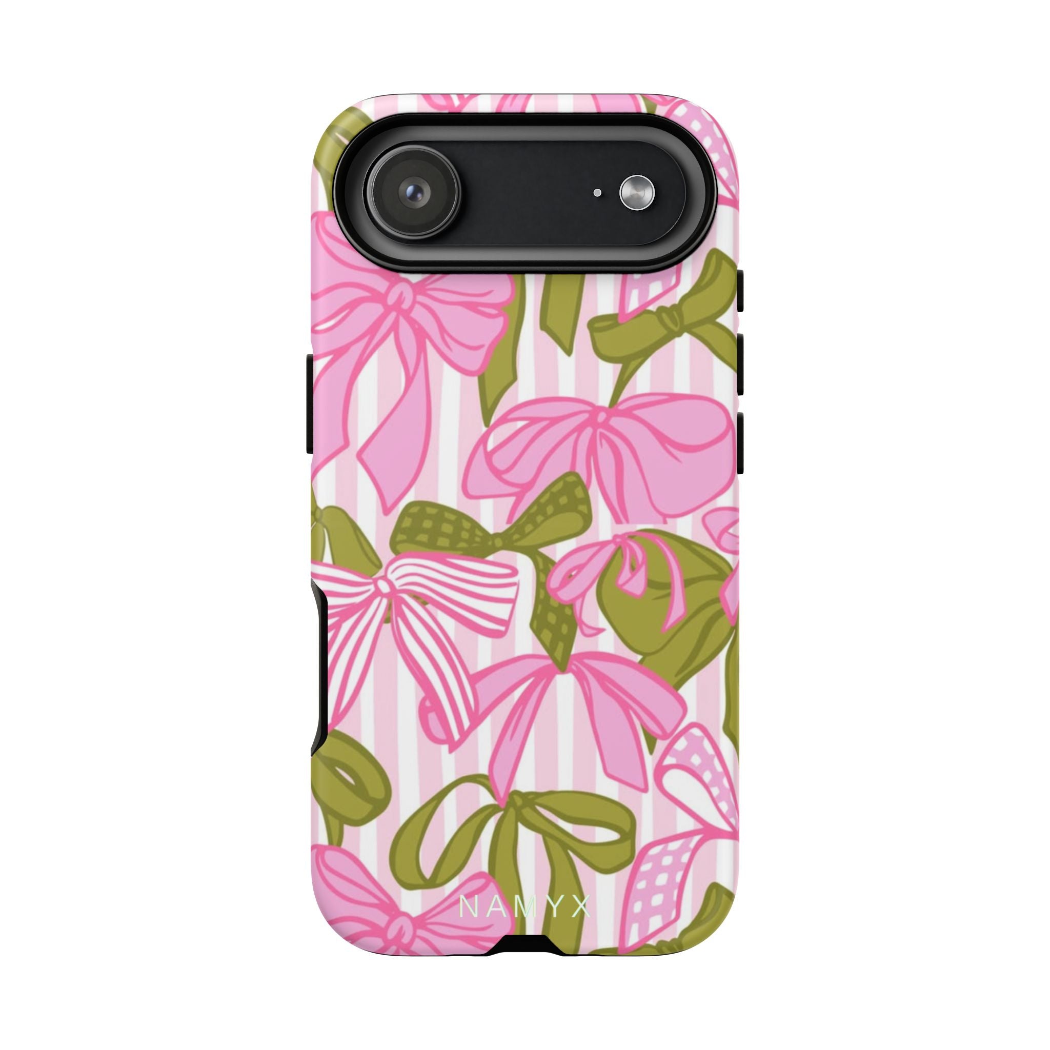 Bow Pattern Tough Case - Pink & Olive Floral Phone Cover