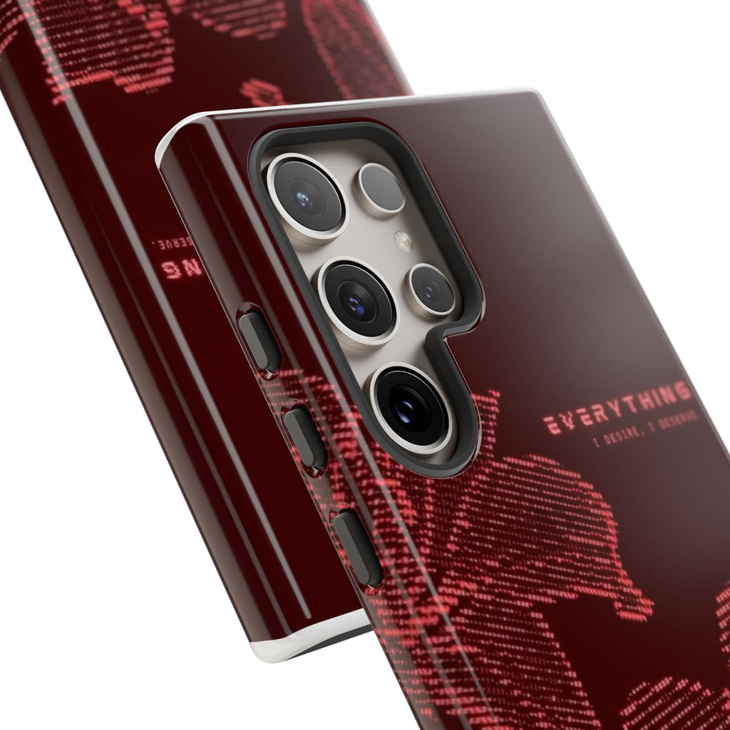 Floral Tough Phone Case — 'Everything' Burgundy Protective Cover