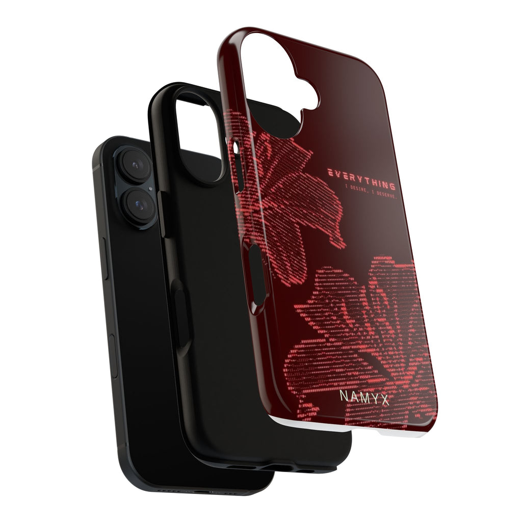 Floral Tough Phone Case — 'Everything' Burgundy Protective Cover