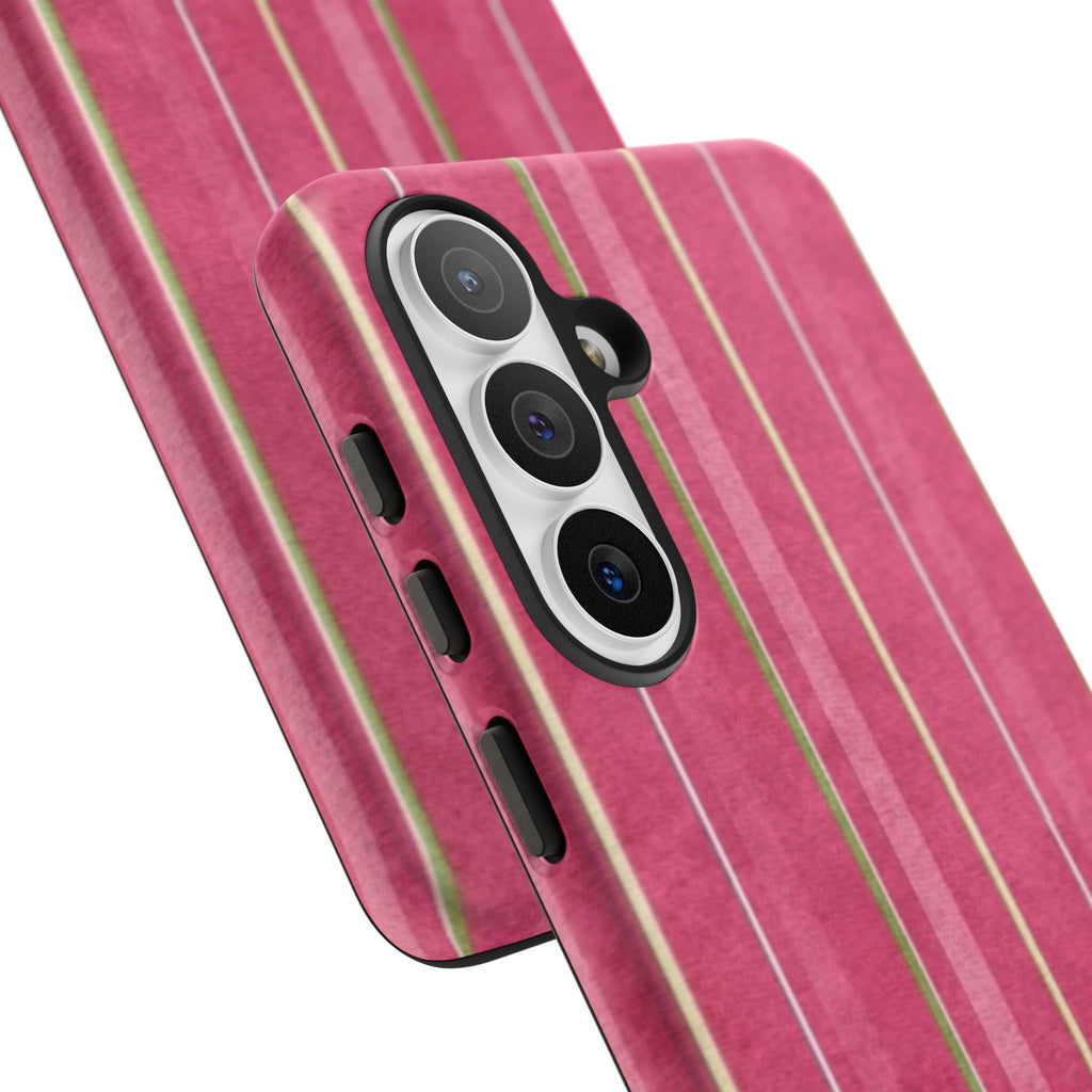 Pink Vertical Stripe Tough Phone Case — Durable Protective iPhone Cover with Subtle Vintage Stripes