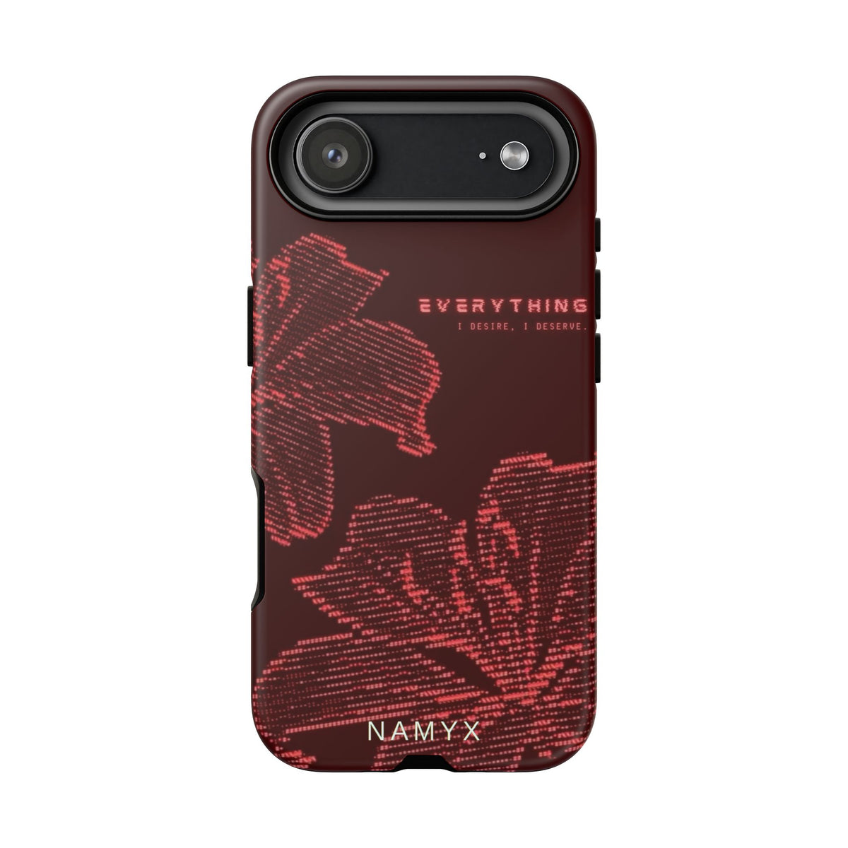 Floral Tough Phone Case — 'Everything' Burgundy Protective Cover
