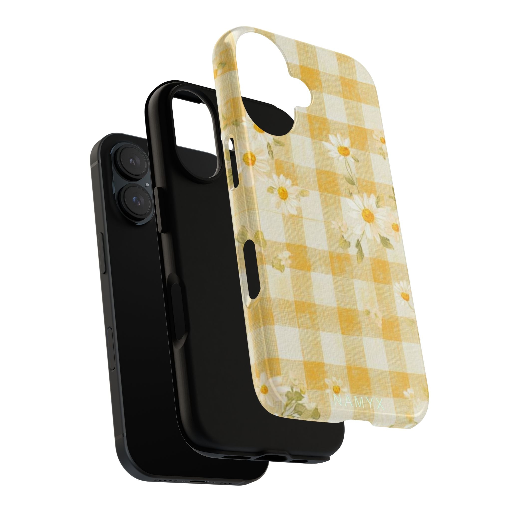 Daisy Gingham Tough Phone Case — Yellow Floral Protective Cover