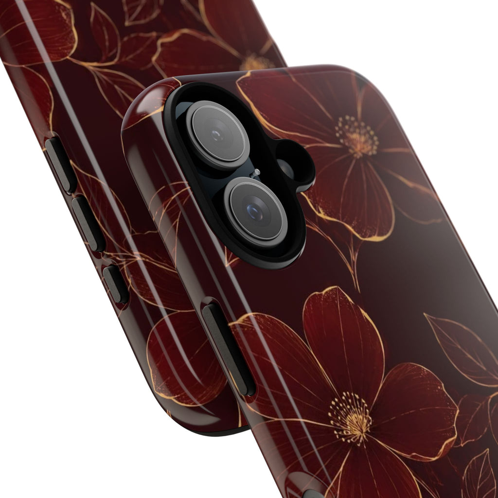 Floral Tough Case — Dark Red Botanical Phone Case