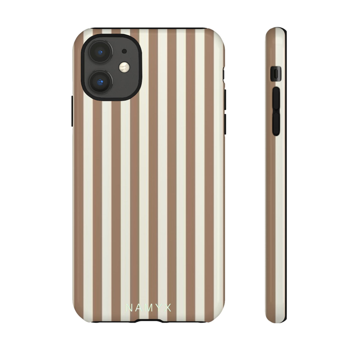 Striped Beige Phone Case — Classic Vertical Brown & Cream Stripe Tough Case