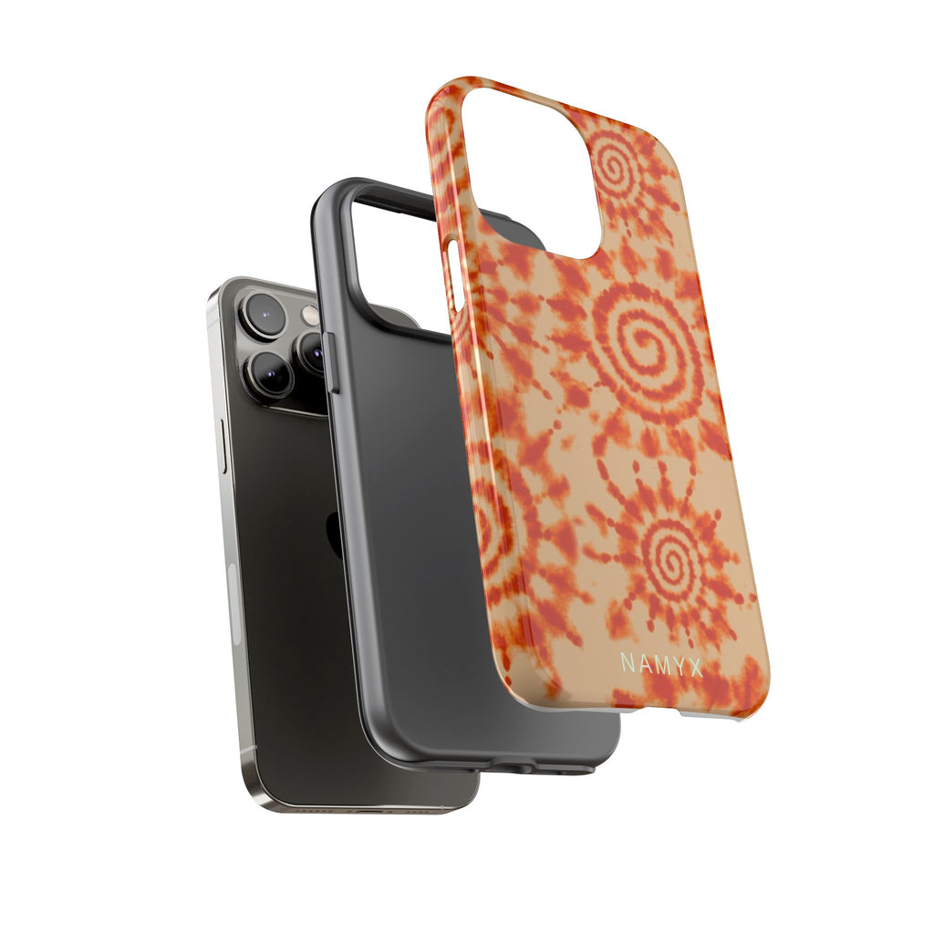 Tie-Dye Spiral Tough Phone Case — Orange Retro Protective Case